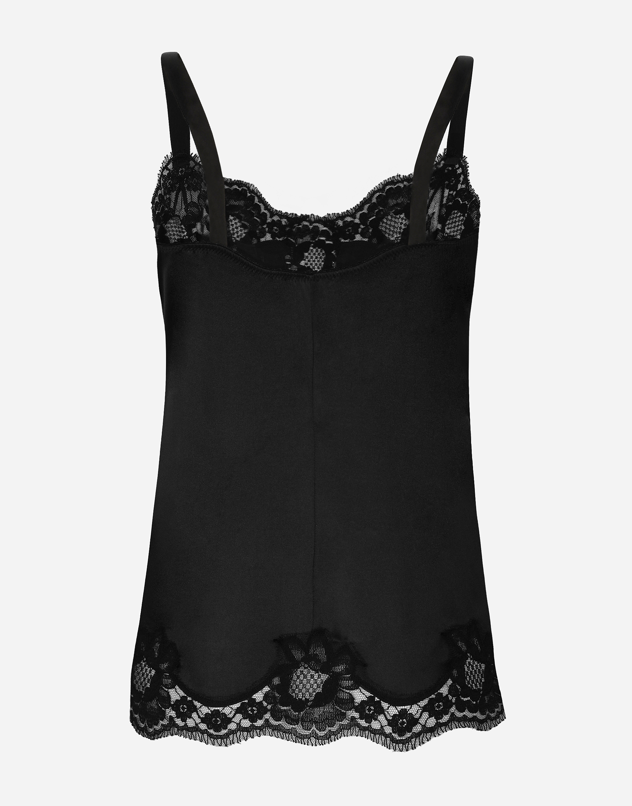 Shop Dolce & Gabbana Hemdchen Aus Satin Mit Spitzendetails In Black