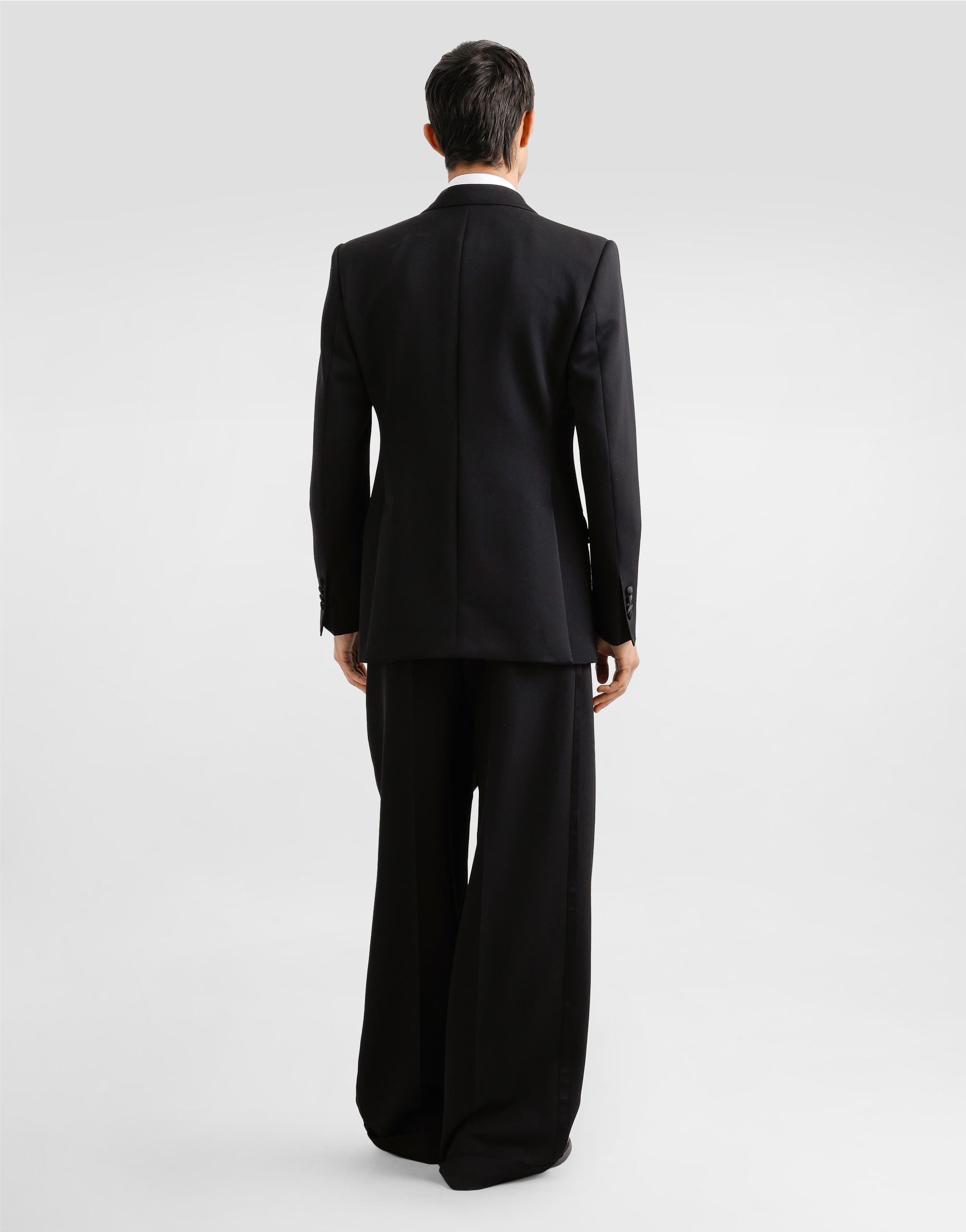 Dolce & Gabbana Double-breasted Satin-lapel Jacket In Black