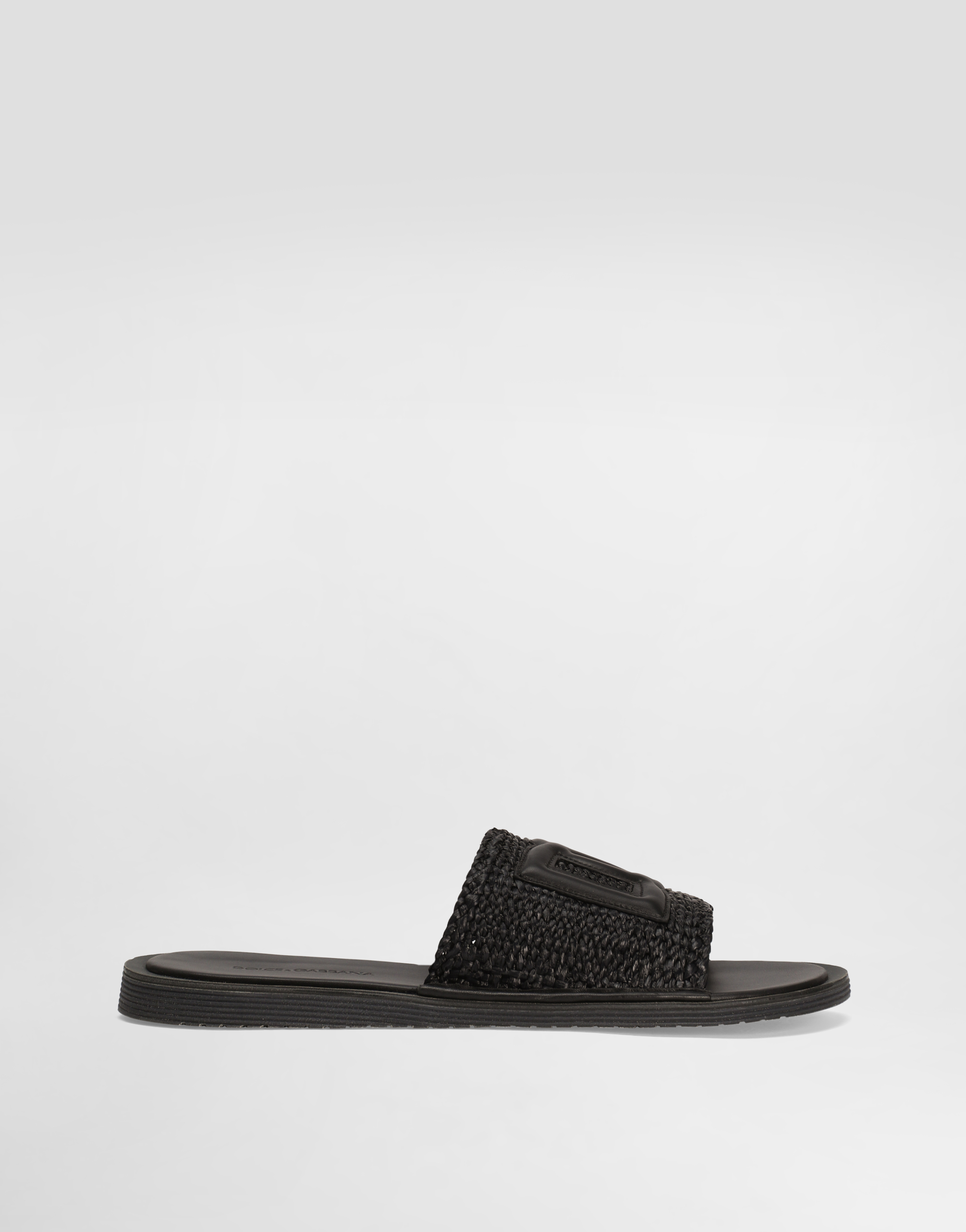 Dolce & Gabbana Raffia Crochet Slipper - Man Sandals And Slides Black
