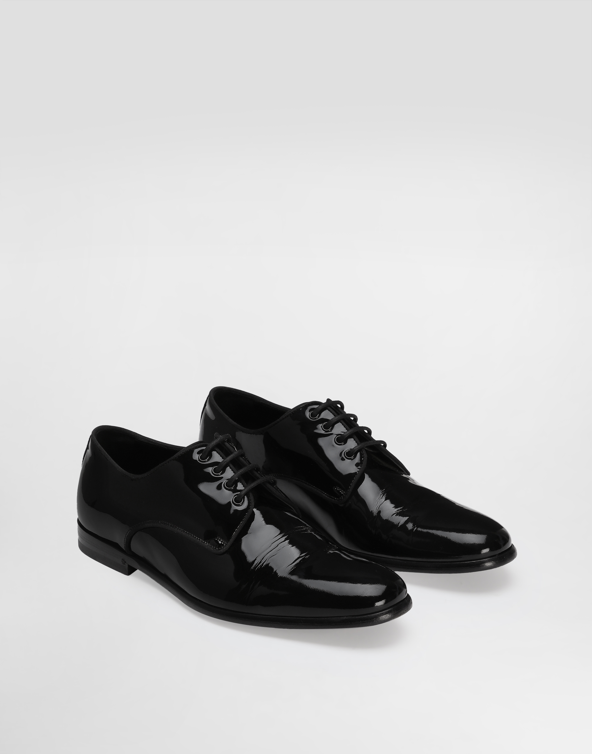 Dolce & Gabbana Black Leather Raffaello Lace-up Shoes In Black