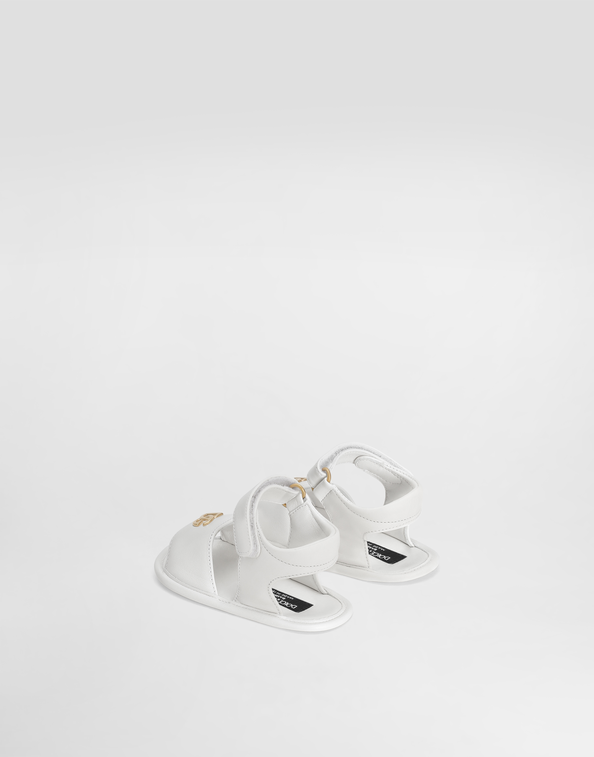  Dolce & Gabbana Lambskin Nappa Sandals With Dg Logo - Woman Newborn Girls' Shoes (16-20) White Leather 17 