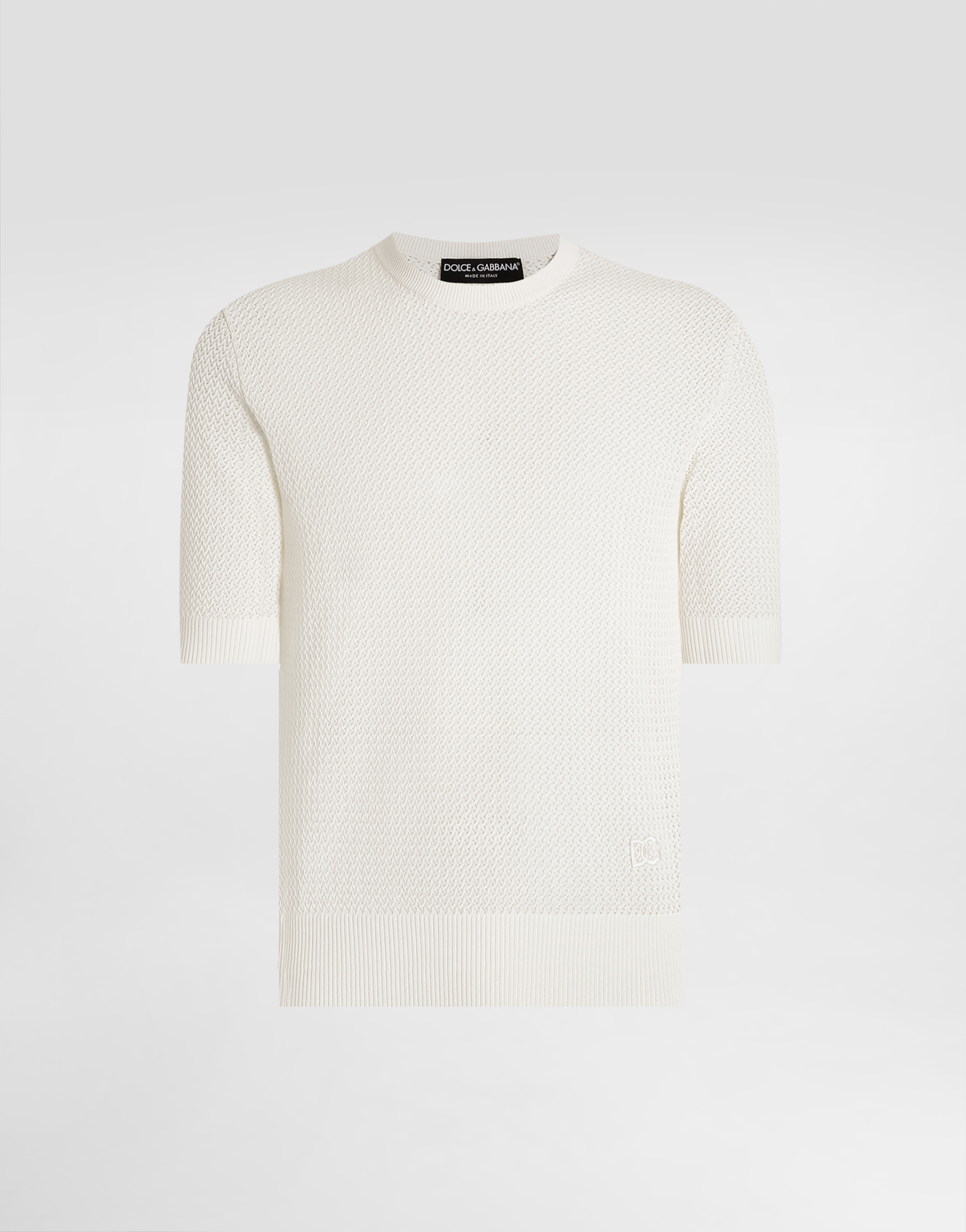 Dolce & Gabbana Cotton Crewneck Pullover - Man Sweaters And Cardigans White