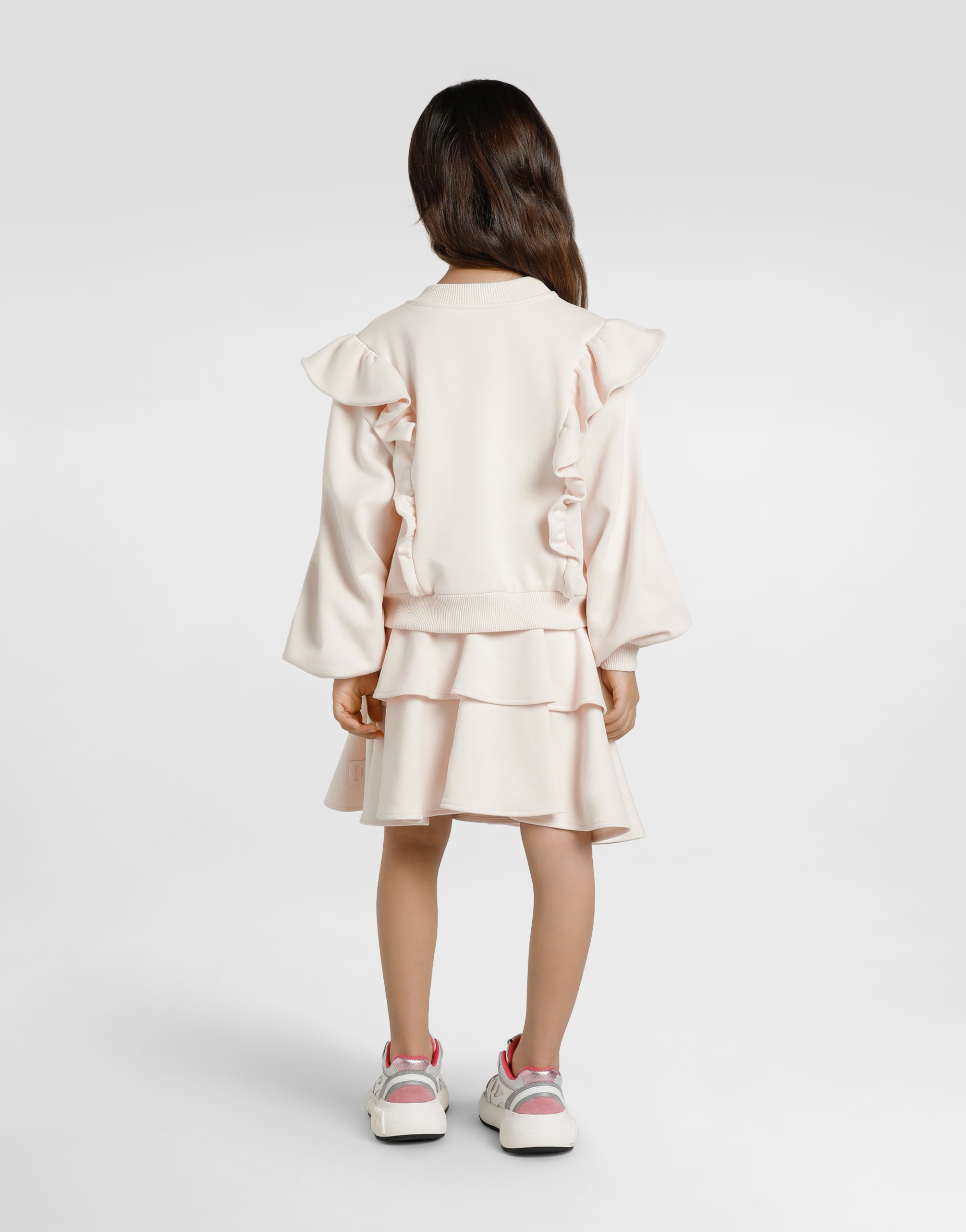 Dolce & Gabbana Fleece Skirt With Laser-cut Dg Logo In Neutral