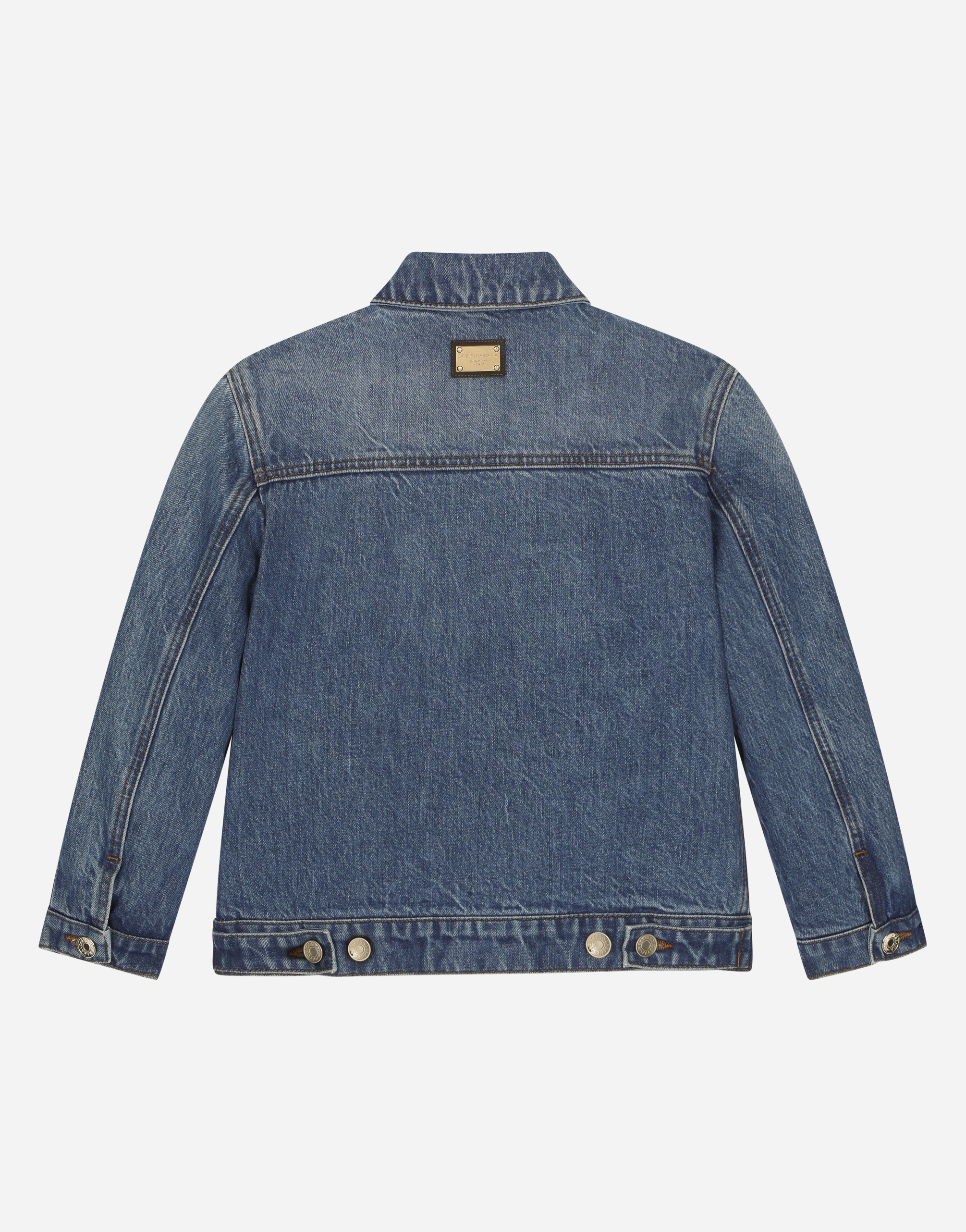 DOLCE & GABBANA STRETCH DENIM JACKET WITH EMBROIDERY