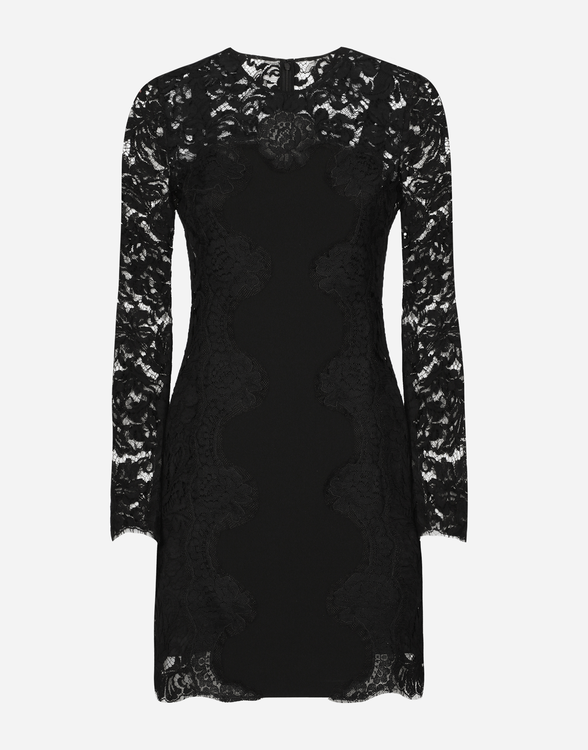 Shop Dolce & Gabbana Short Cordonetto Lace Dress With A Jersey Insert In Black