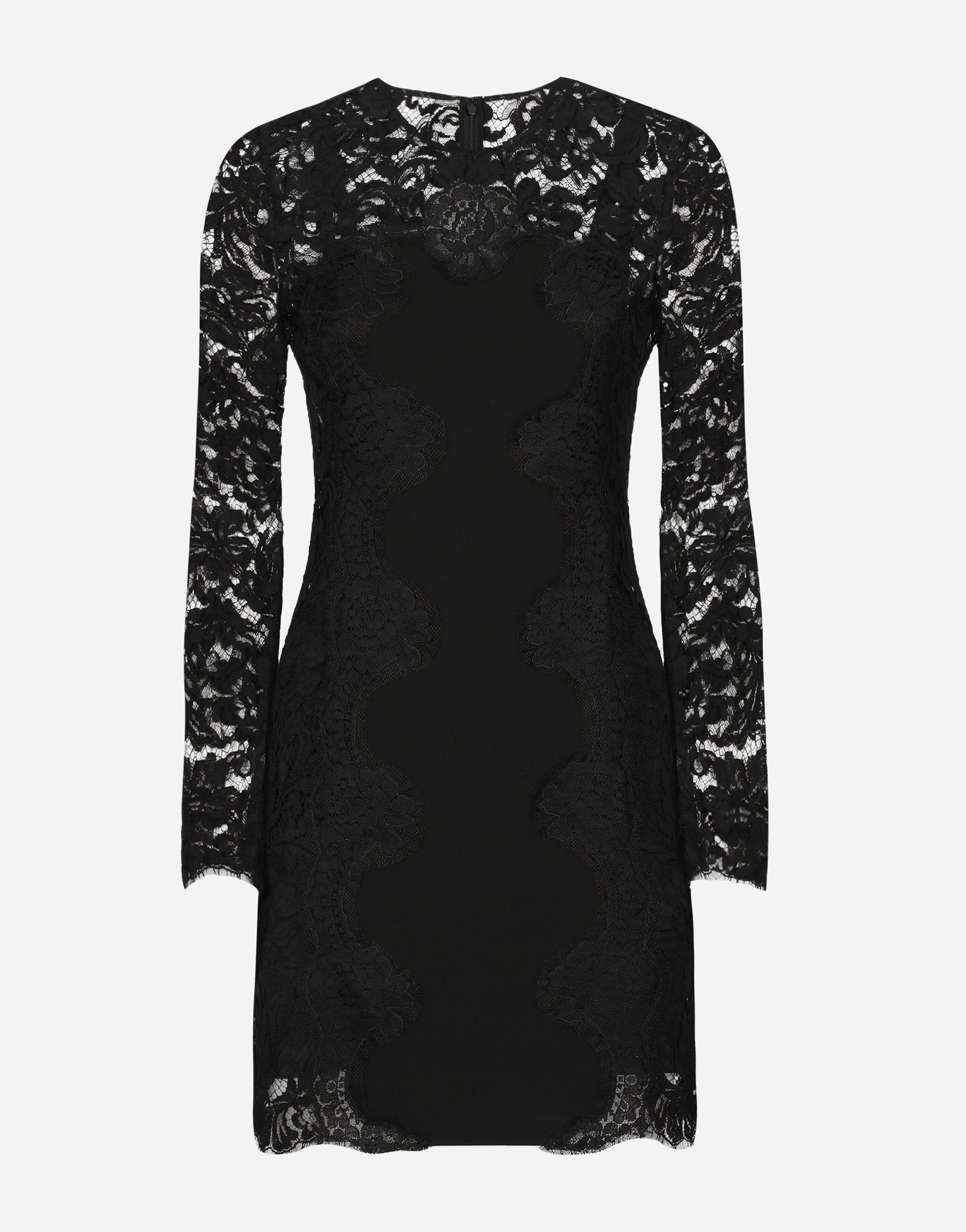 Dolce & Gabbana Short Cordonetto Lace Dress With A Jersey Insert In Black