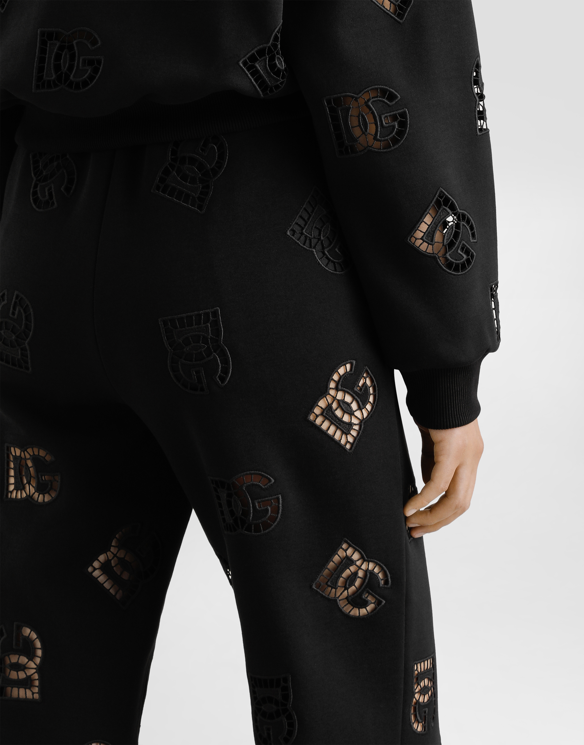 Dolce & Gabbana Jersey Jogging Pants With Cut-out And Dg Logo In Black