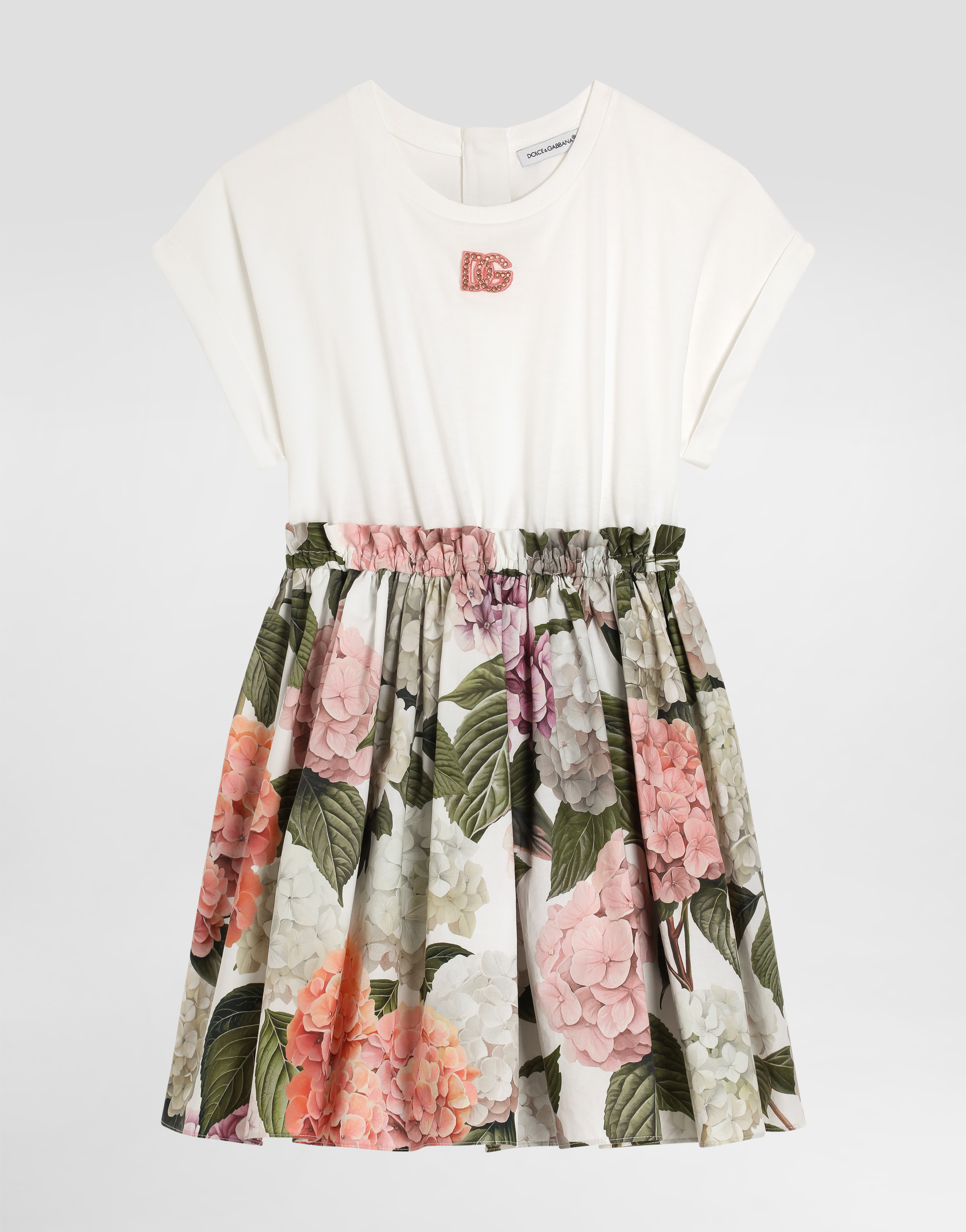 Hydrangea-print jersey dress in Multicolor for Girls