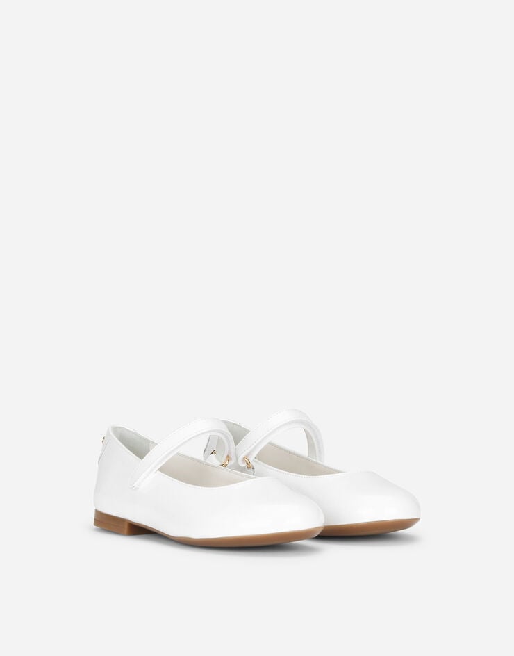 Dolce & Gabbana Patent Leather Ballet Flats In White