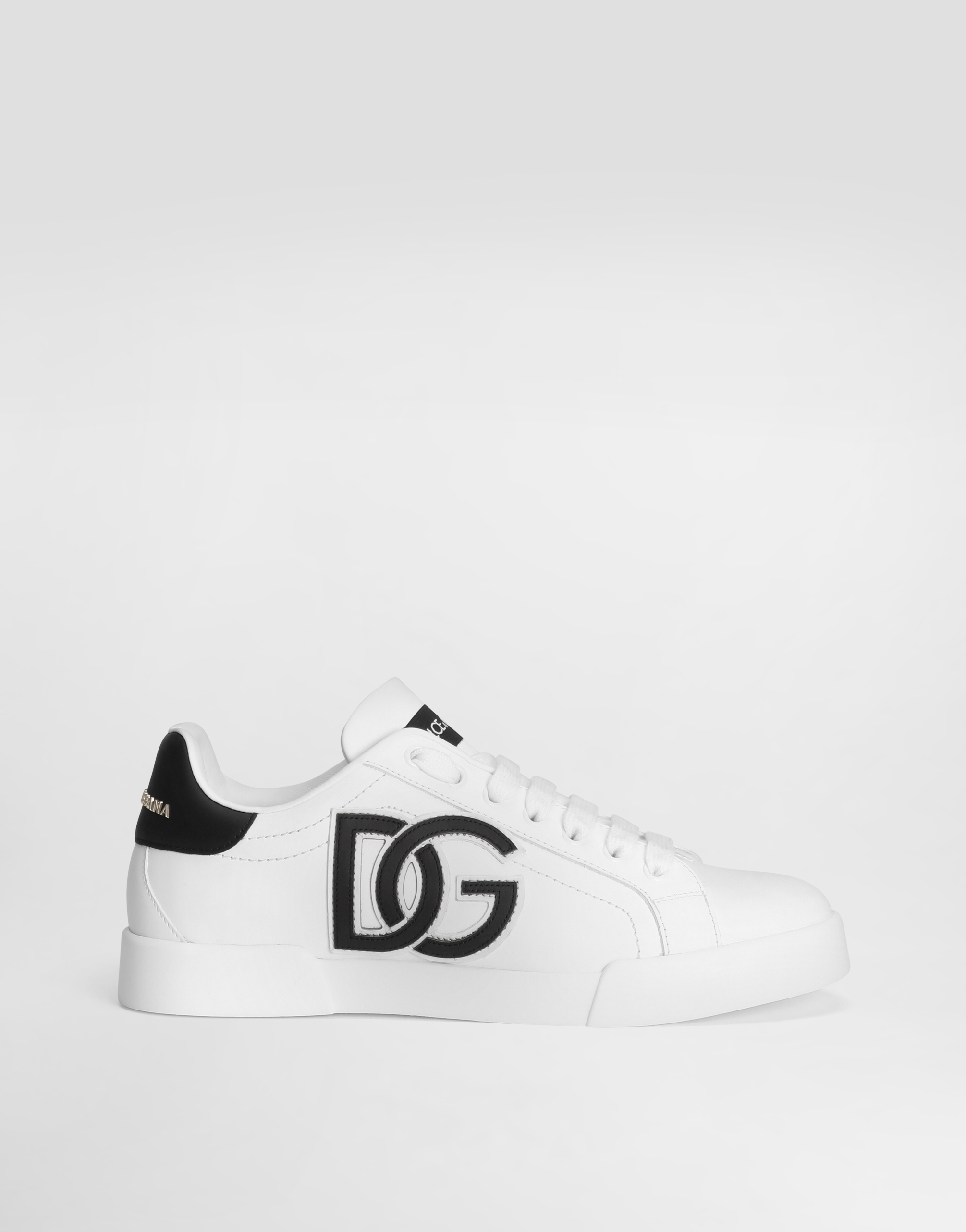 Dolce & Gabbana Calfskin Portofino Sneakers With Dg Logo In Multi
