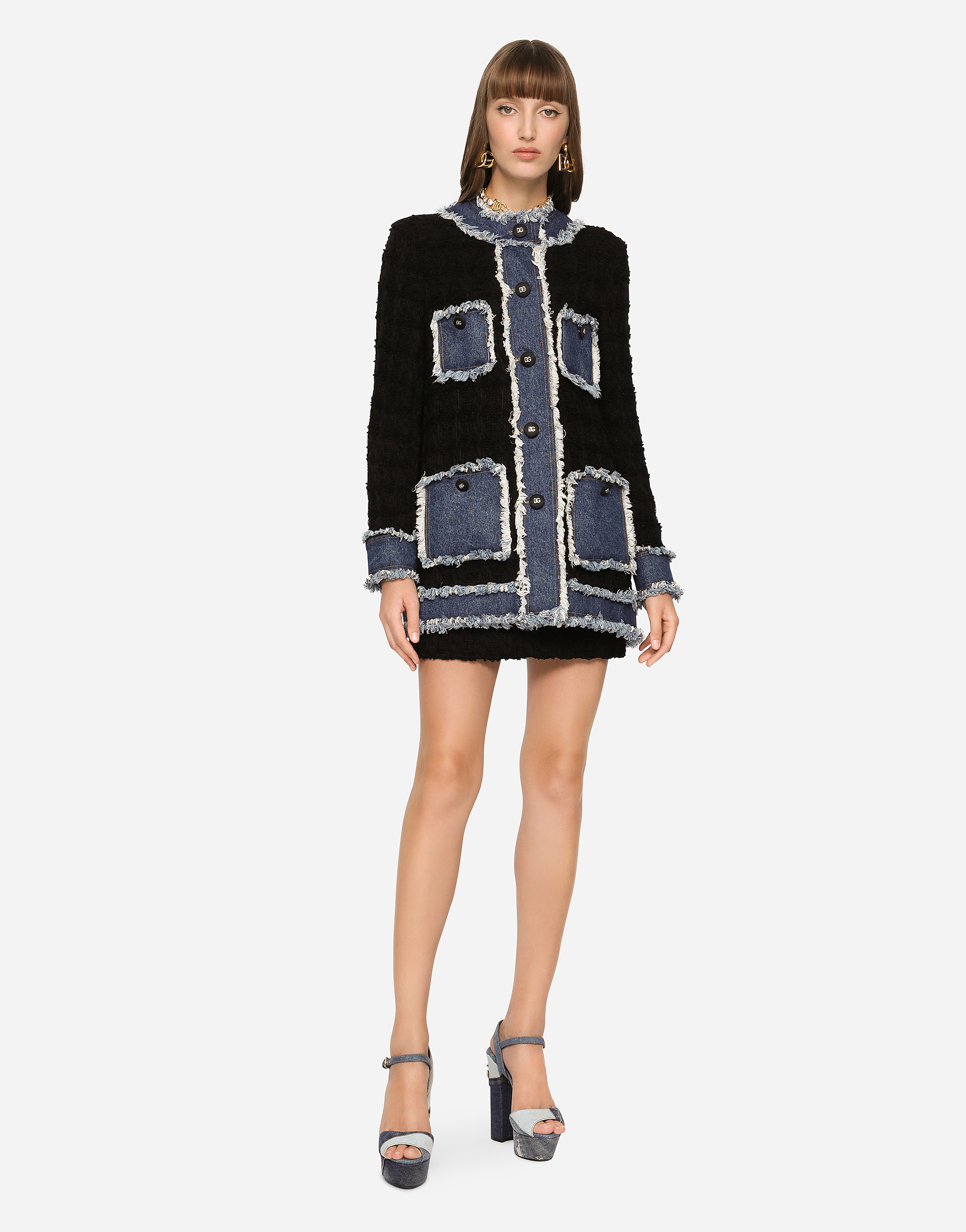 DOLCE & GABBANA TWEED AND DENIM JACKET