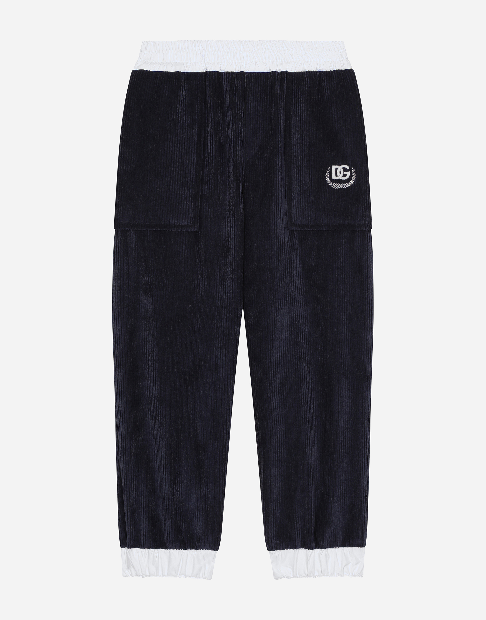 Dolce & Gabbana Corduroy Jogging Pants With Dg Logo In Blue
