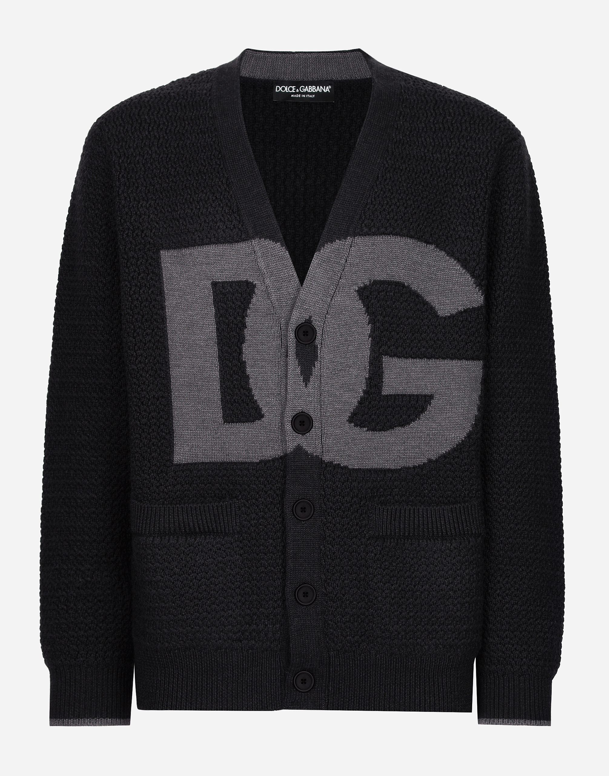 Dolce & Gabbana Gray Hand-knit Wool Cardigan In Grey