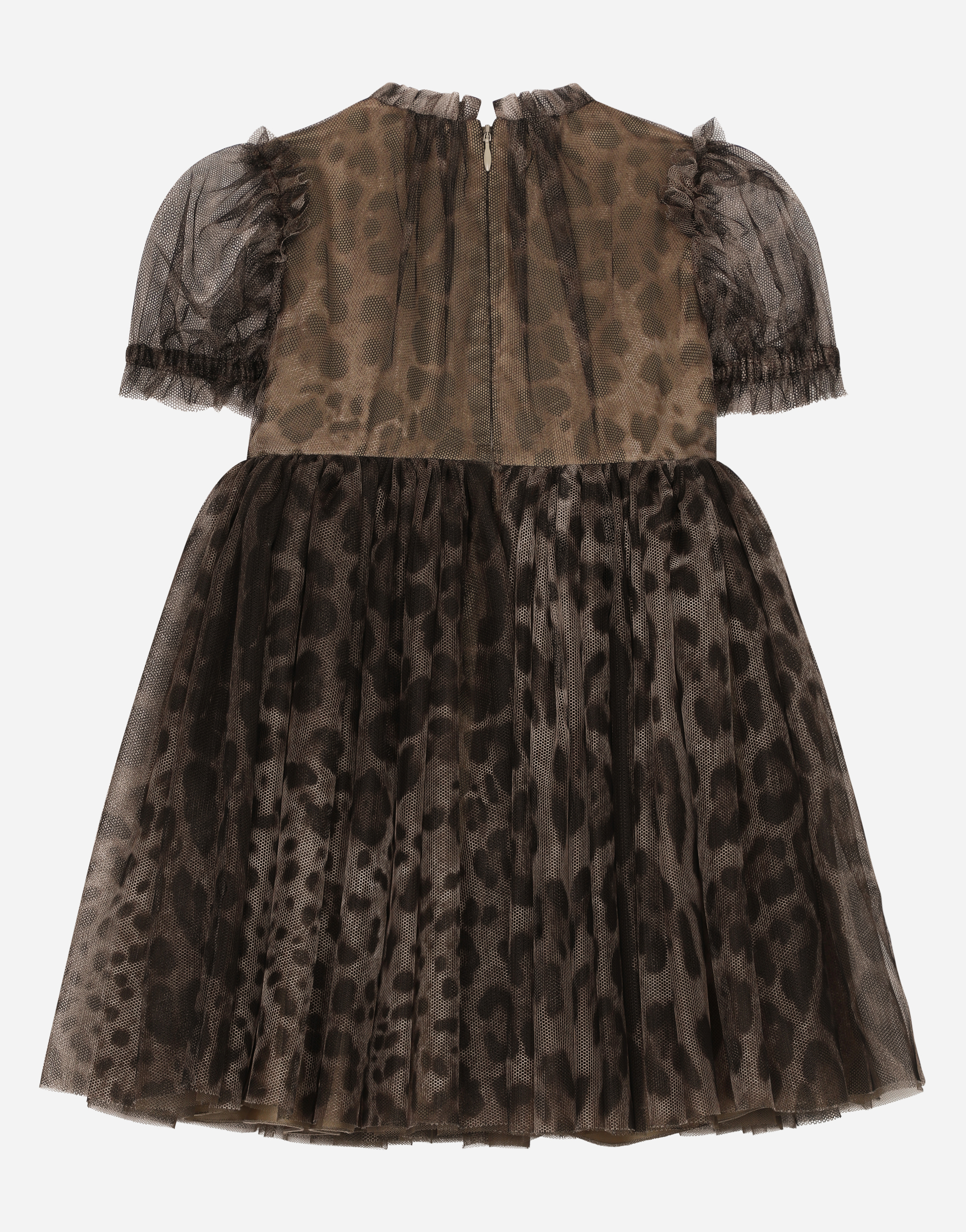 Shop Dolce & Gabbana Leopard-print Tulle Midi Dress In Animal Print