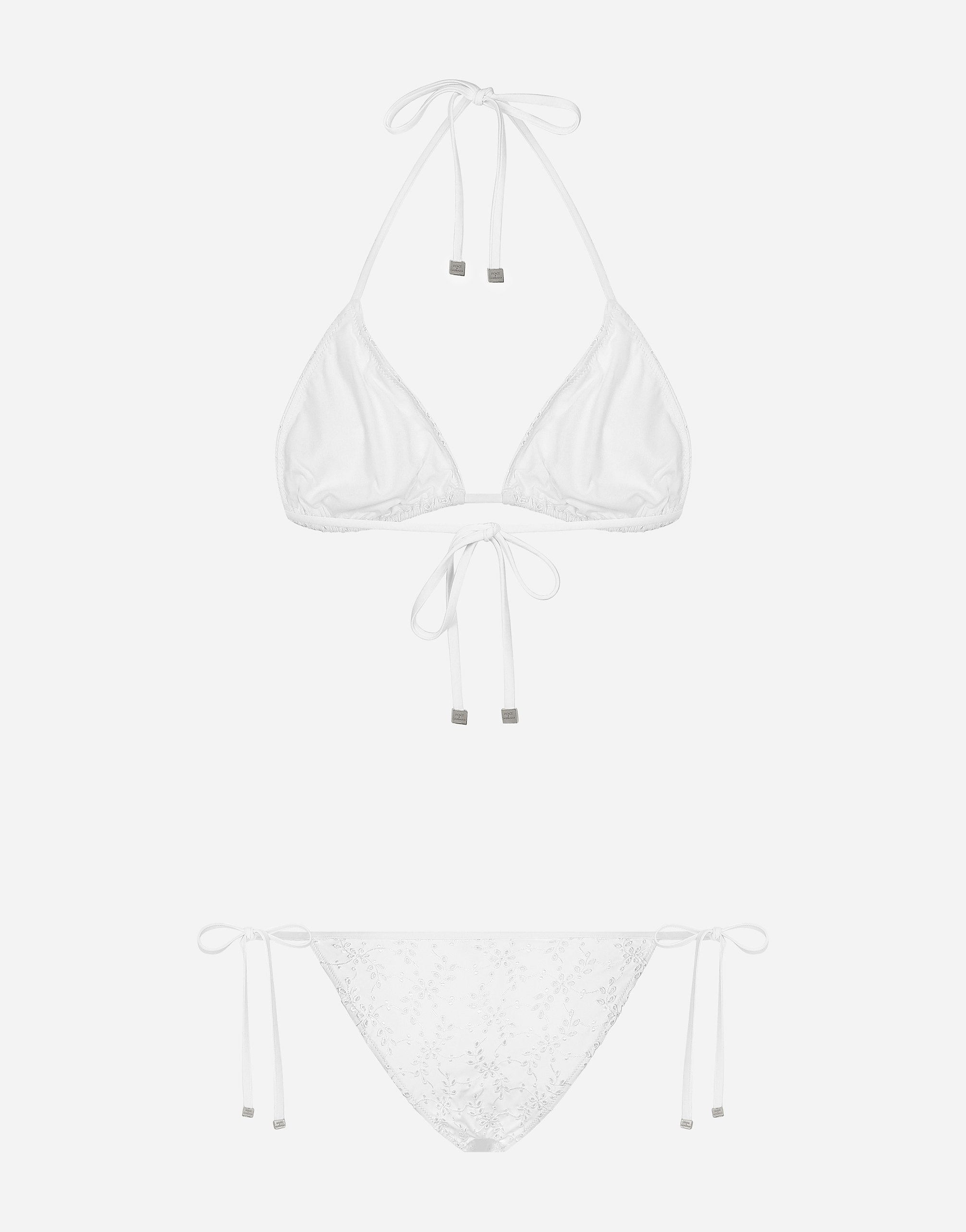 Dolce & Gabbana Broderie Anglaise Triangle Bikini In ホワイト