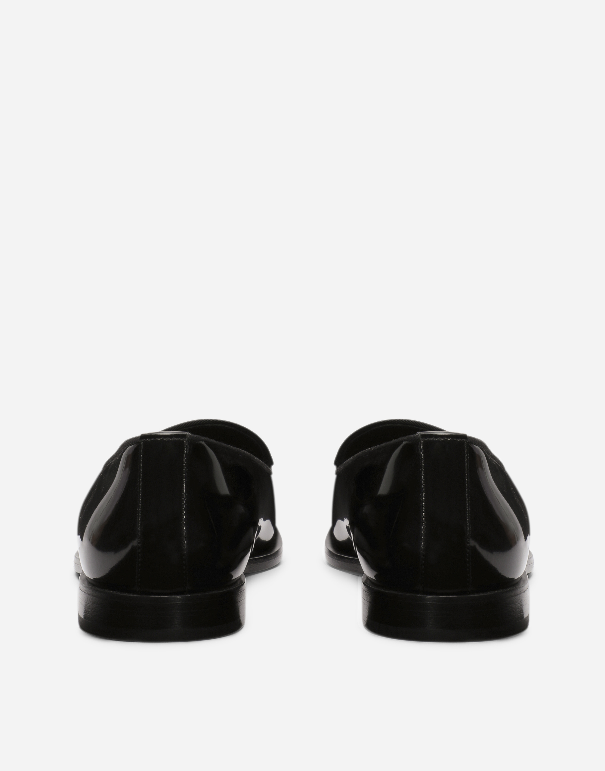 Dolce & Gabbana Polished Calfskin Slippers In Black