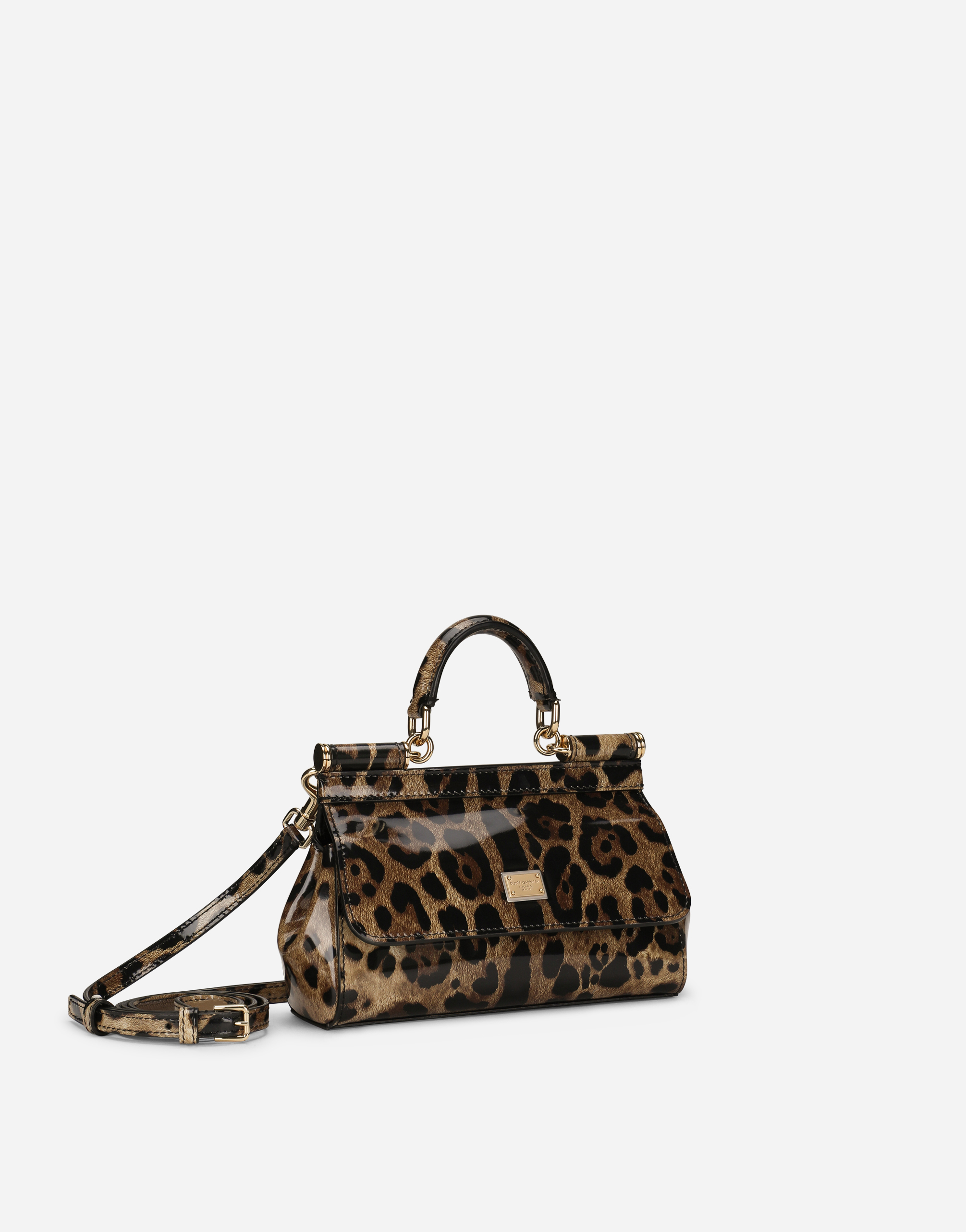 Dolce & Gabbana Mini Miss Sicily Leopard Print PVC Bag in Brown
