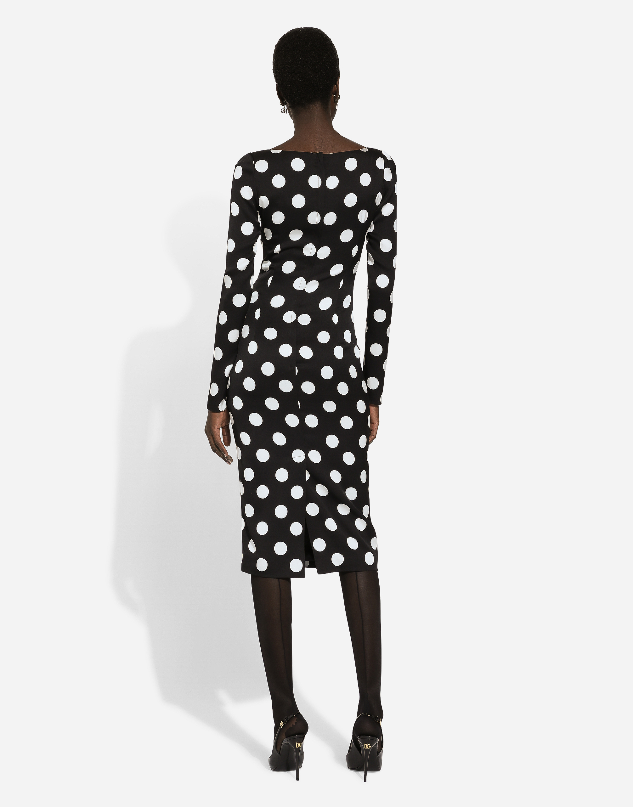 Dolce & Gabbana Polka Dot Print Silk Midi Dress In Print