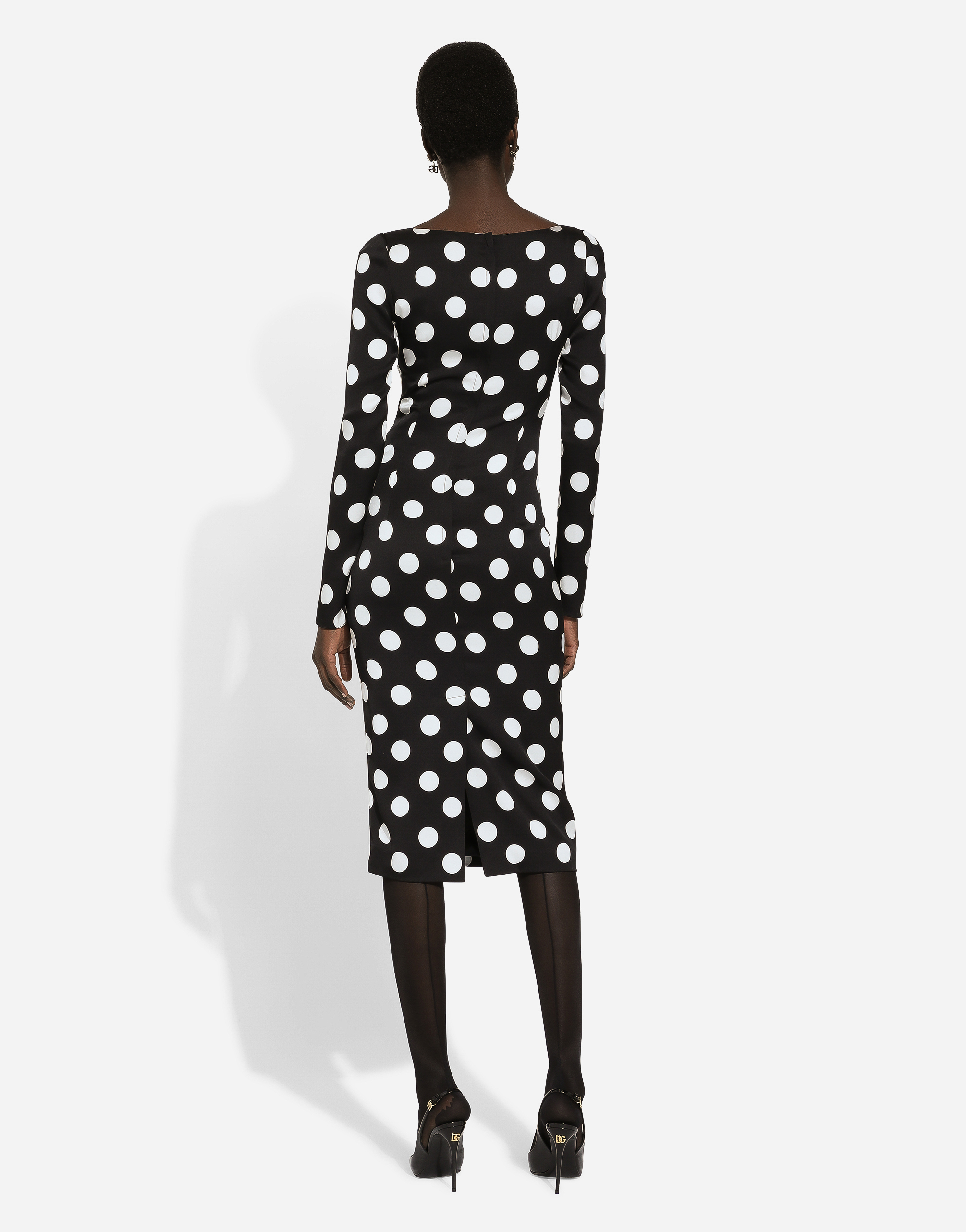 Shop Dolce & Gabbana Charmeuse Sheath Dress With Macro Polka-dot Print