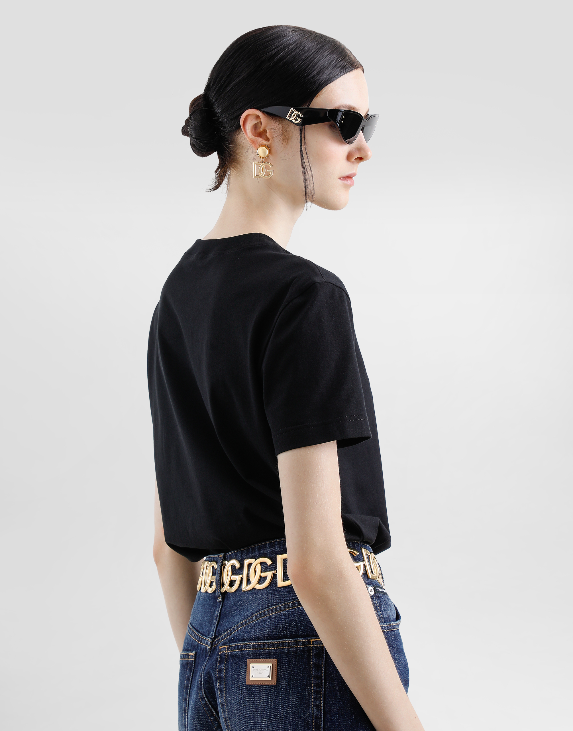 Dolce & Gabbana Jersey T-shirt With Dg Logo Embroidery In Black