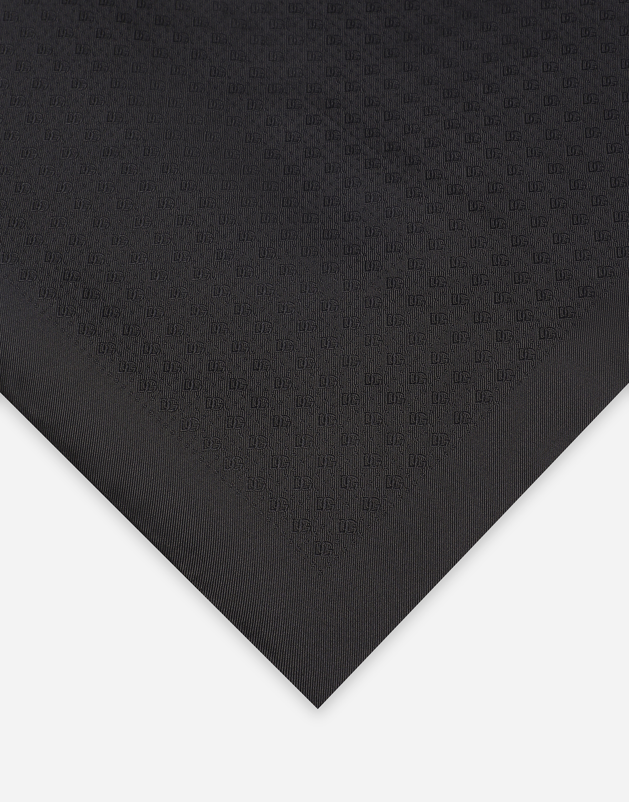  Dolce & Gabbana Silk Jacquard Pocket Square With Dg Logo - Man Ties And Pocket Squares Black Silk Onesize 