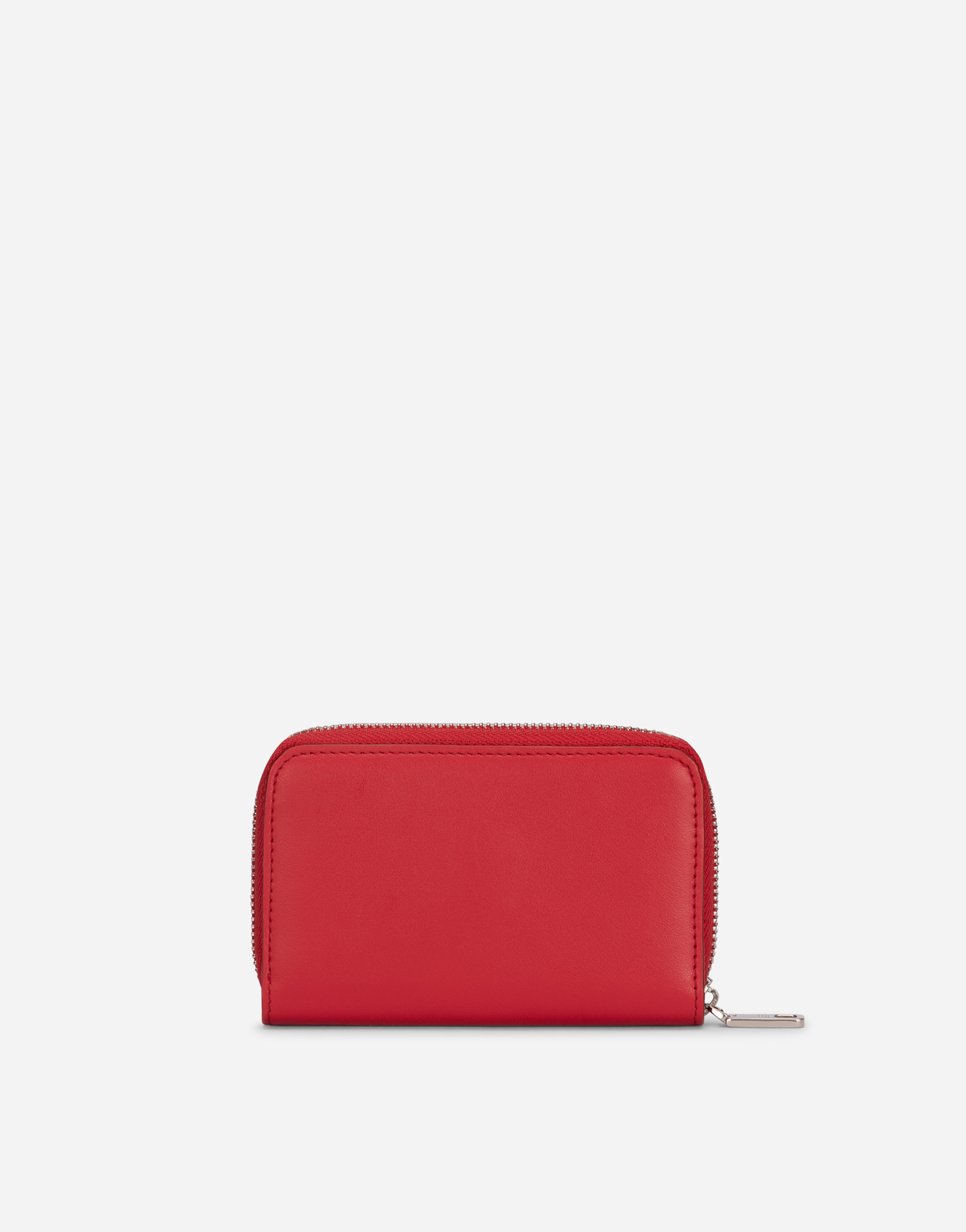 Shop Dolce & Gabbana Small Zip-around Wallet In Calfskin With Raised Logo In Red