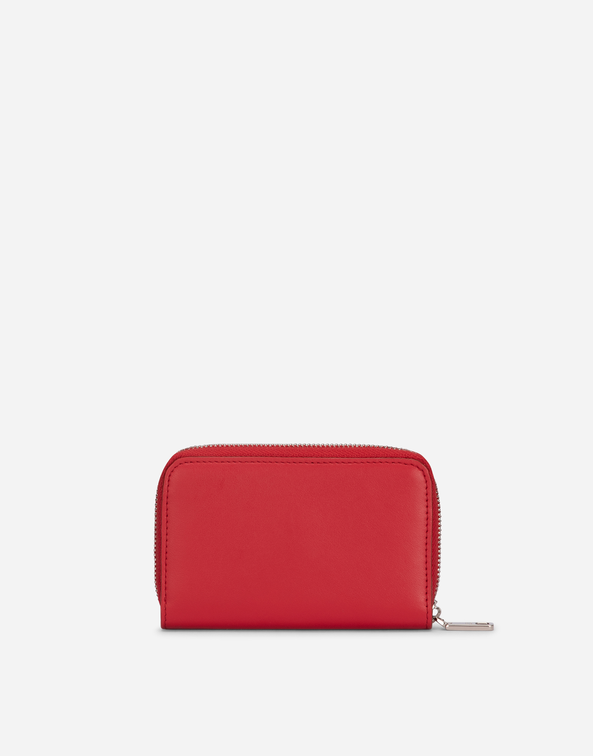 DOLCE & GABBANA SMALL ZIP-AROUND WALLET IN CALFSKIN WITH RAISED LOGO
