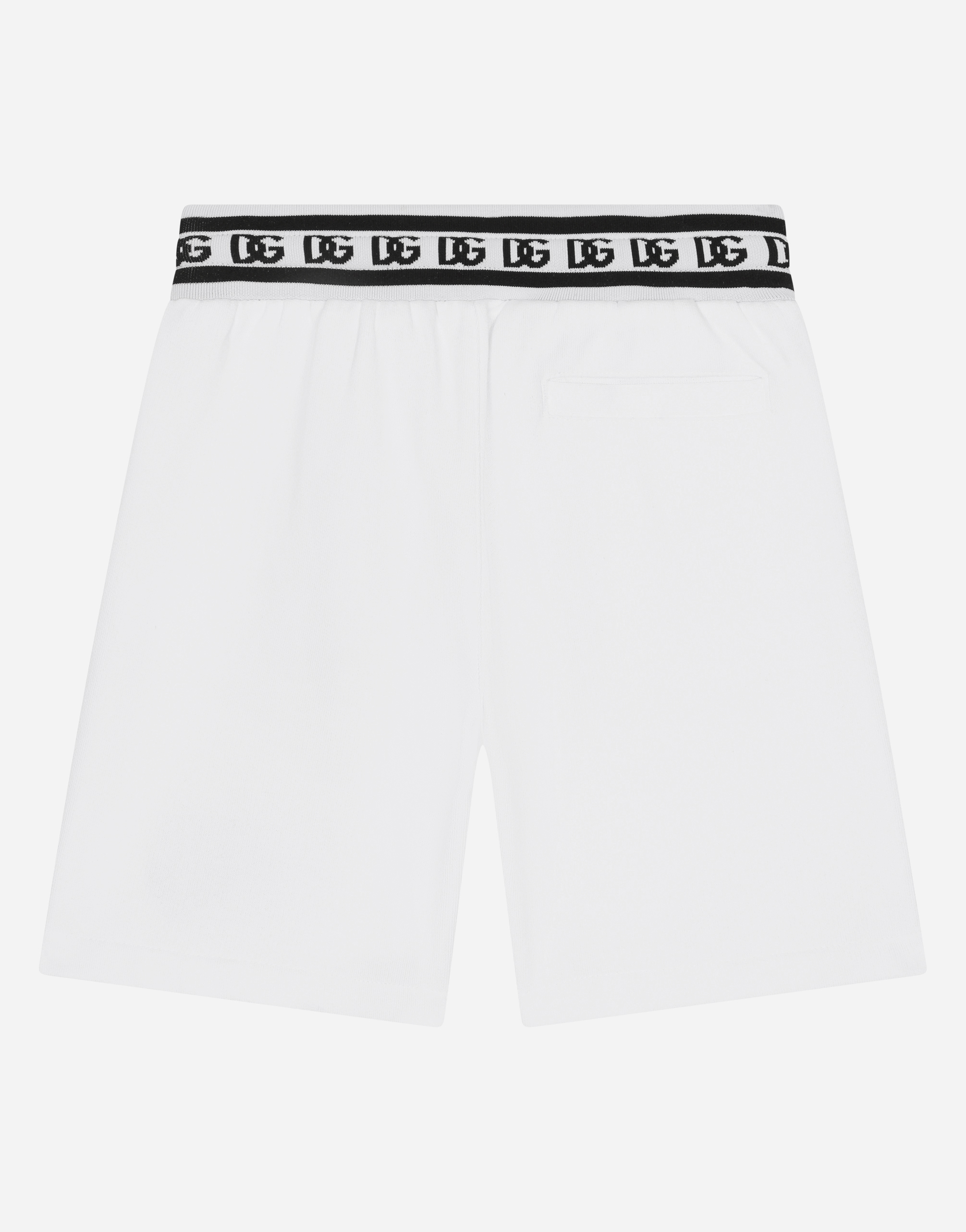 Dolce & Gabbana Jersey Jogging Shorts With Dg Logo Embroidery In White