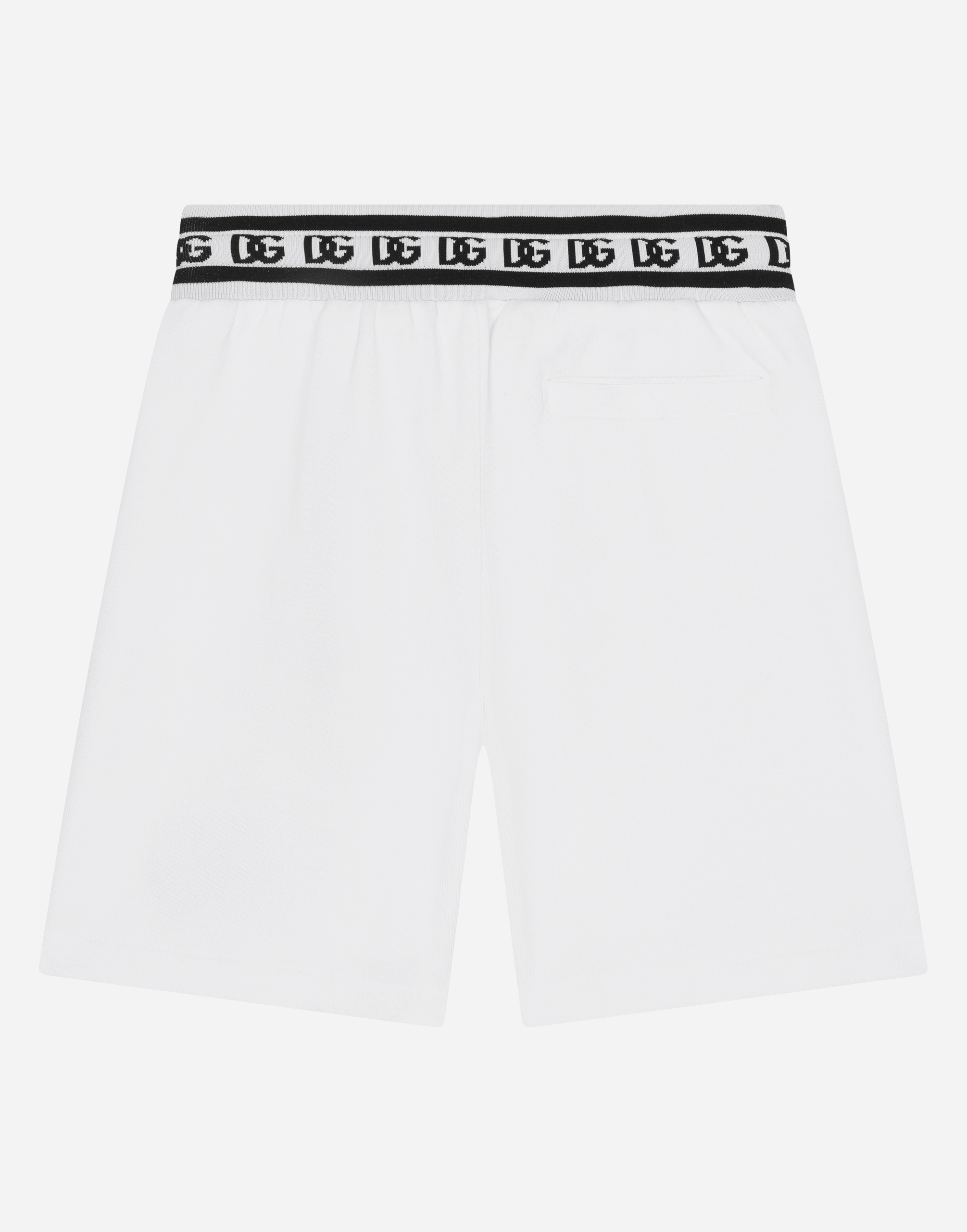 Shop Dolce & Gabbana Jersey Jogging Shorts With Dg Logo Embroidery In White