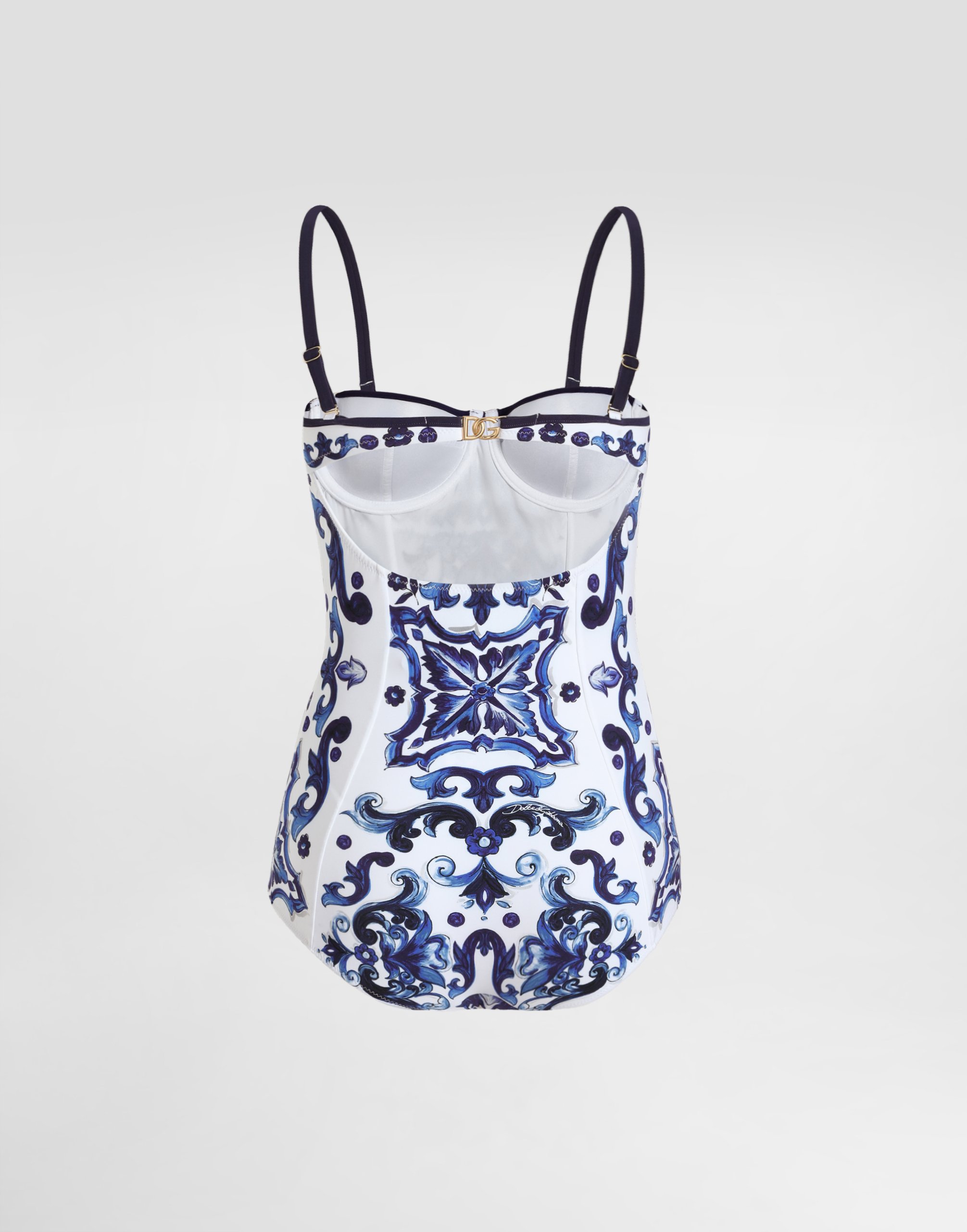 Dolce & Gabbana Majolica-print One-piece Swimsuit In White