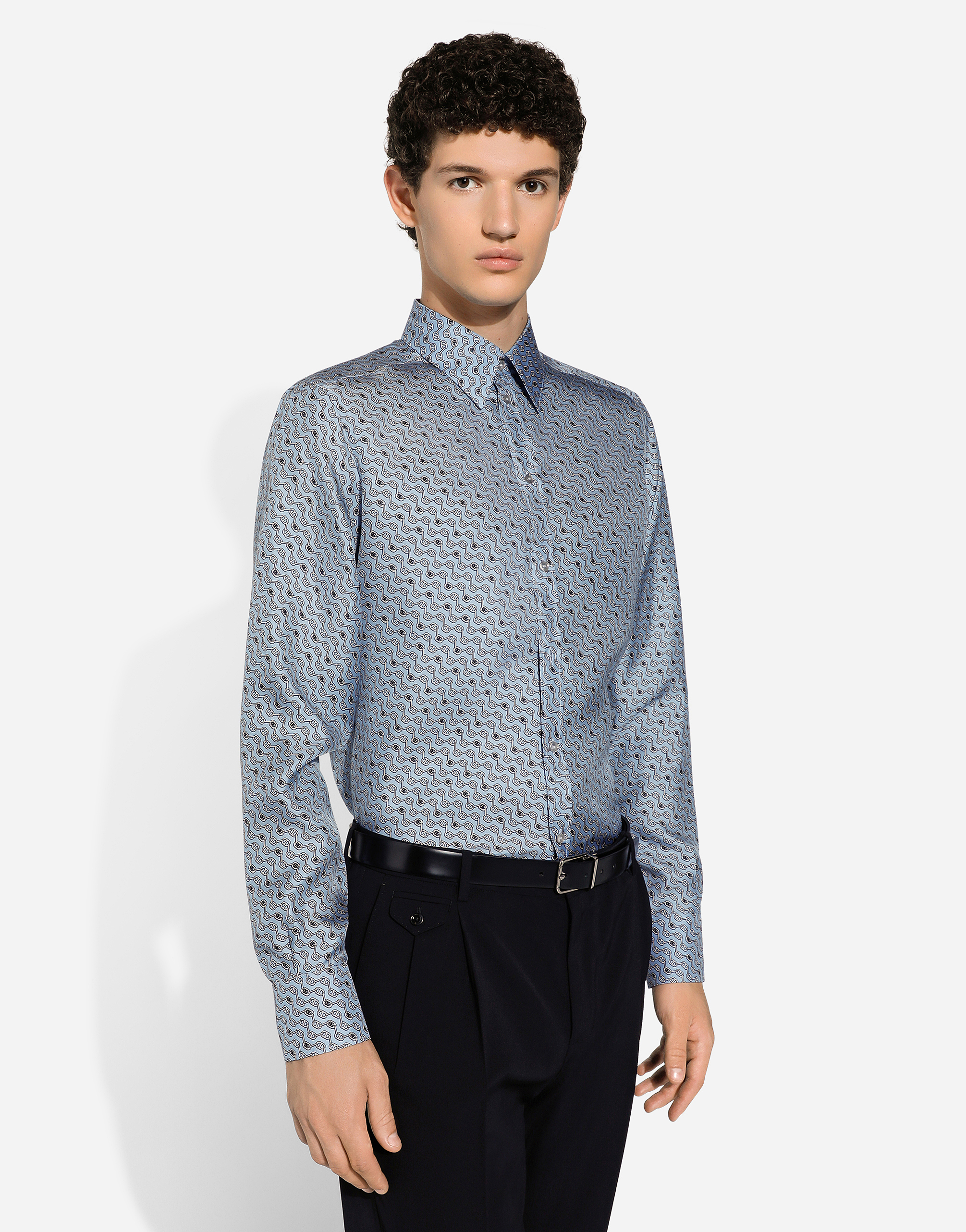 Silk Martini-fit shirt with tie print