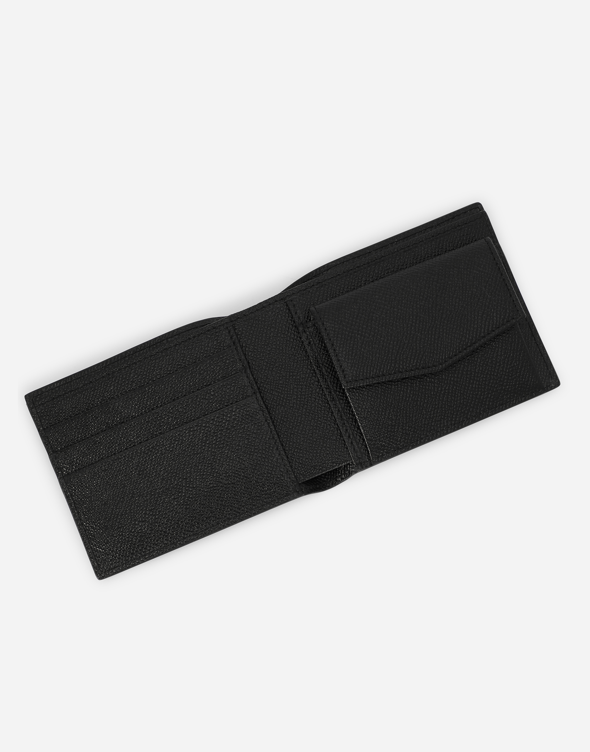 Dolce & Gabbana Calfskin Wallet With Coin Pocket And Logo Tag In Black