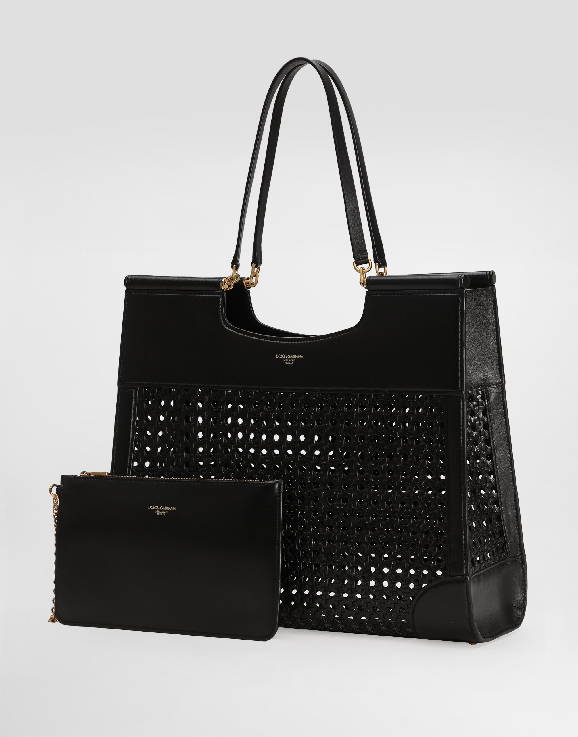 Shopping Sicily in straw and calfskin weave