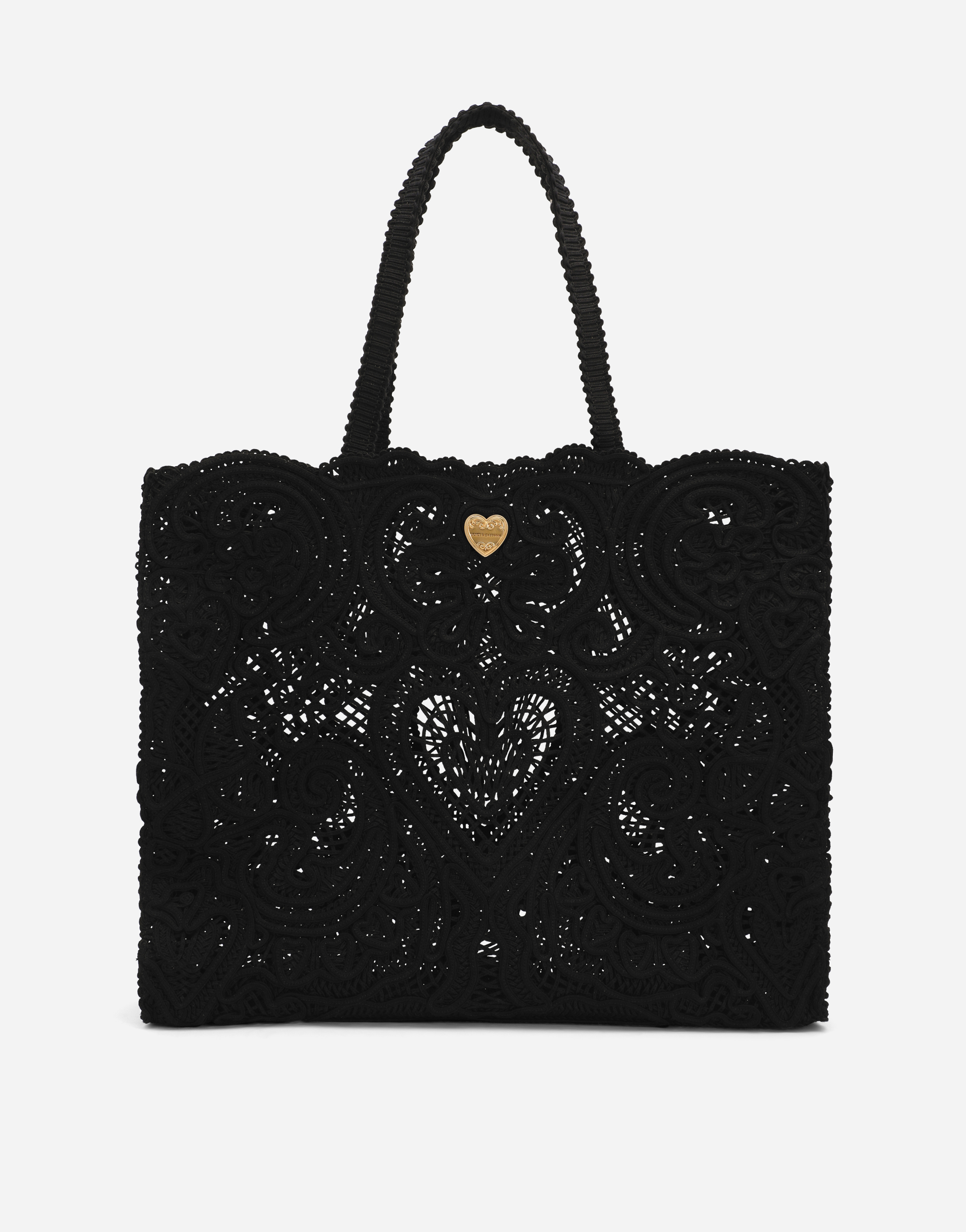 Dolce & Gabbana Large Cordonetto Lace Beatrice Bag - Woman Tote Bags Black Cotton Onesize