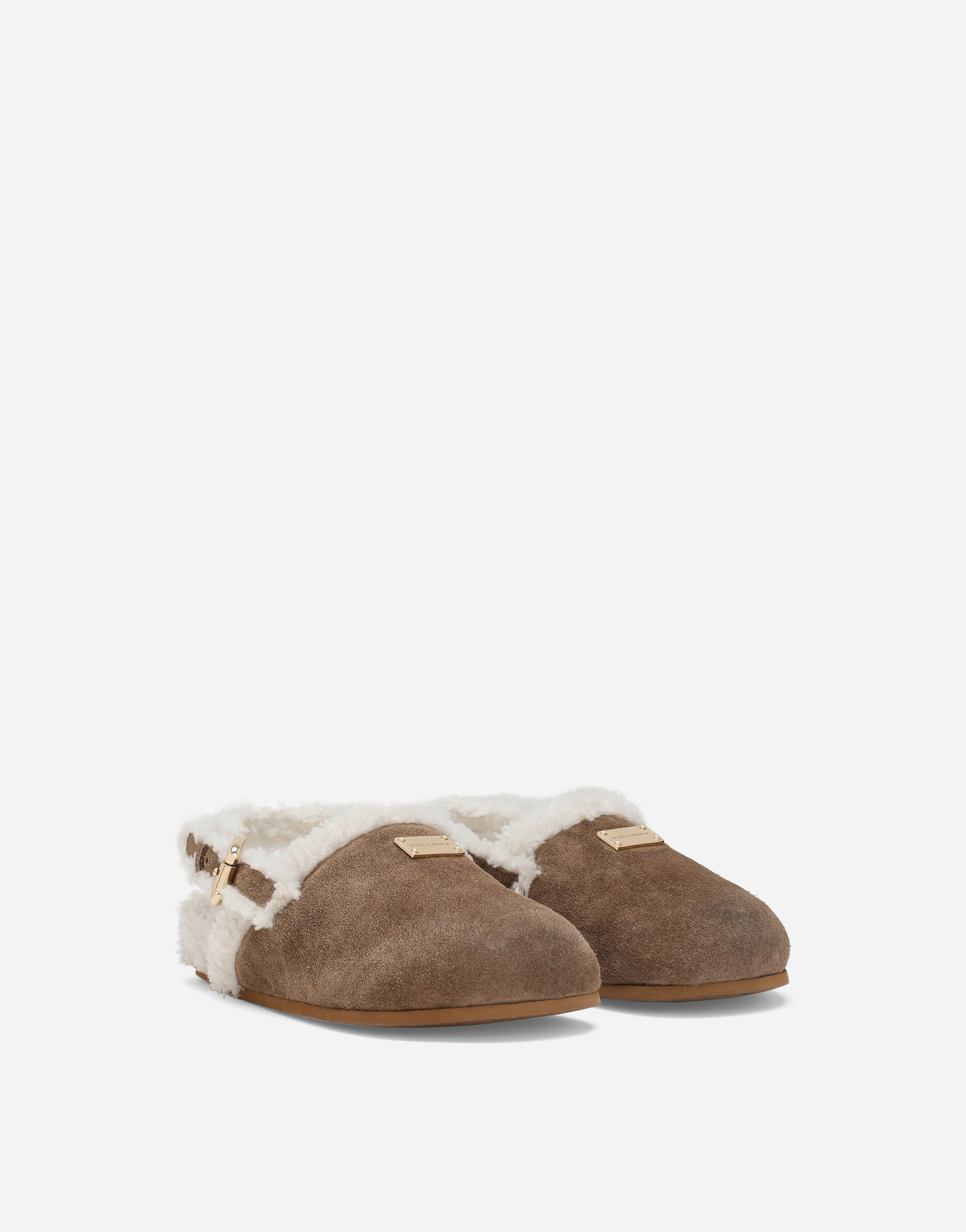 DOLCE & GABBANA SUEDE MULES WITH LOGO TAG