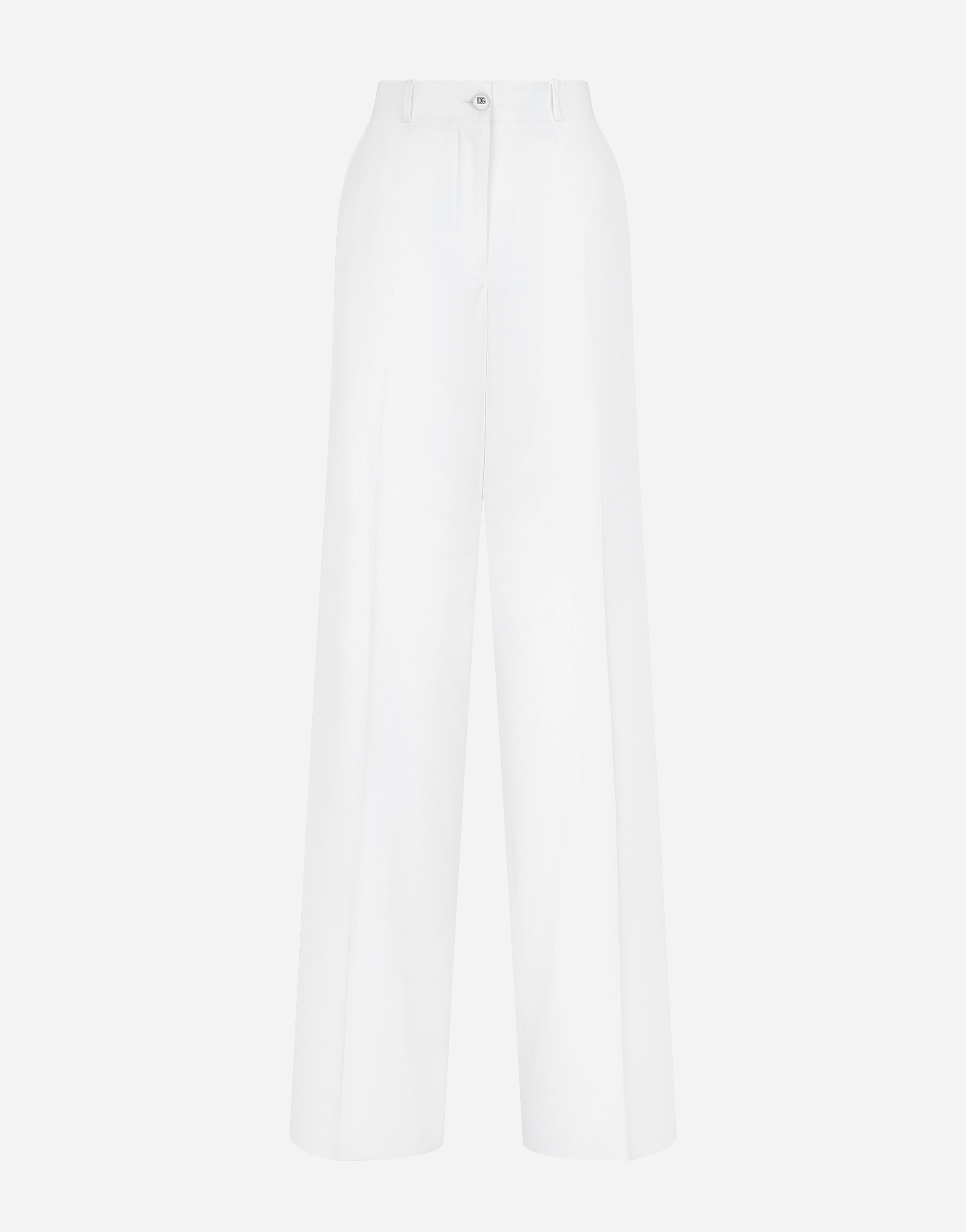 Dolce & Gabbana Flared Cotton Gabardine Trousers In ホワイト