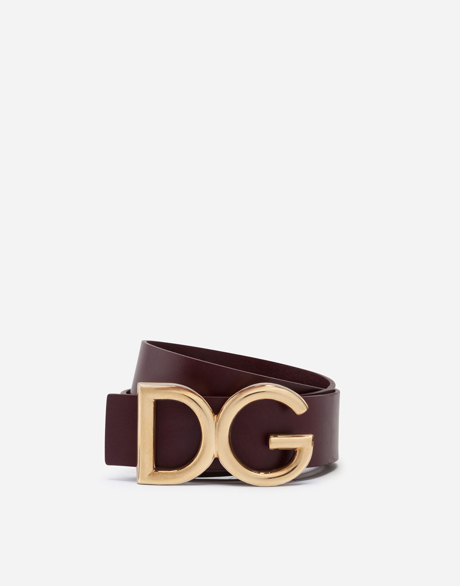 Dauphine leather belt in Bordeaux for Men | Dolce\u0026Gabbana® US, image size:1571x2000