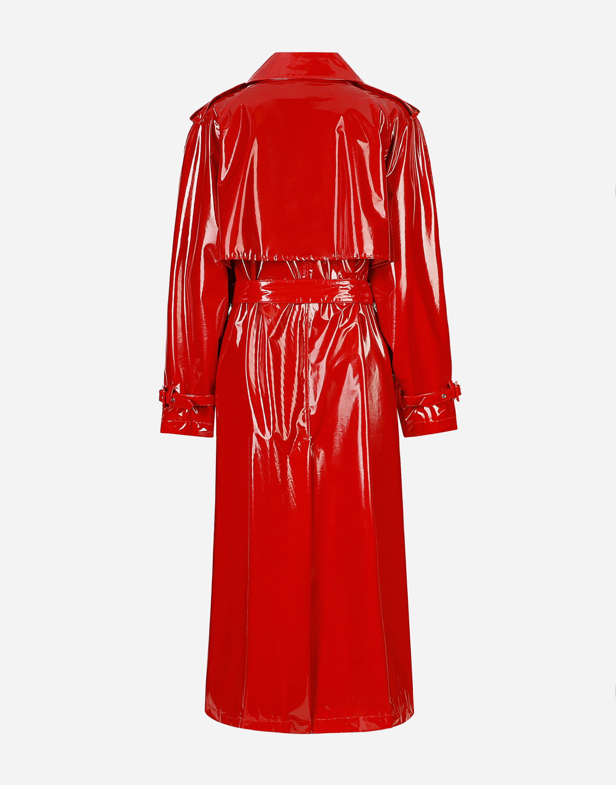 Shop Dolce & Gabbana Patent Leather Trench Coat In Red