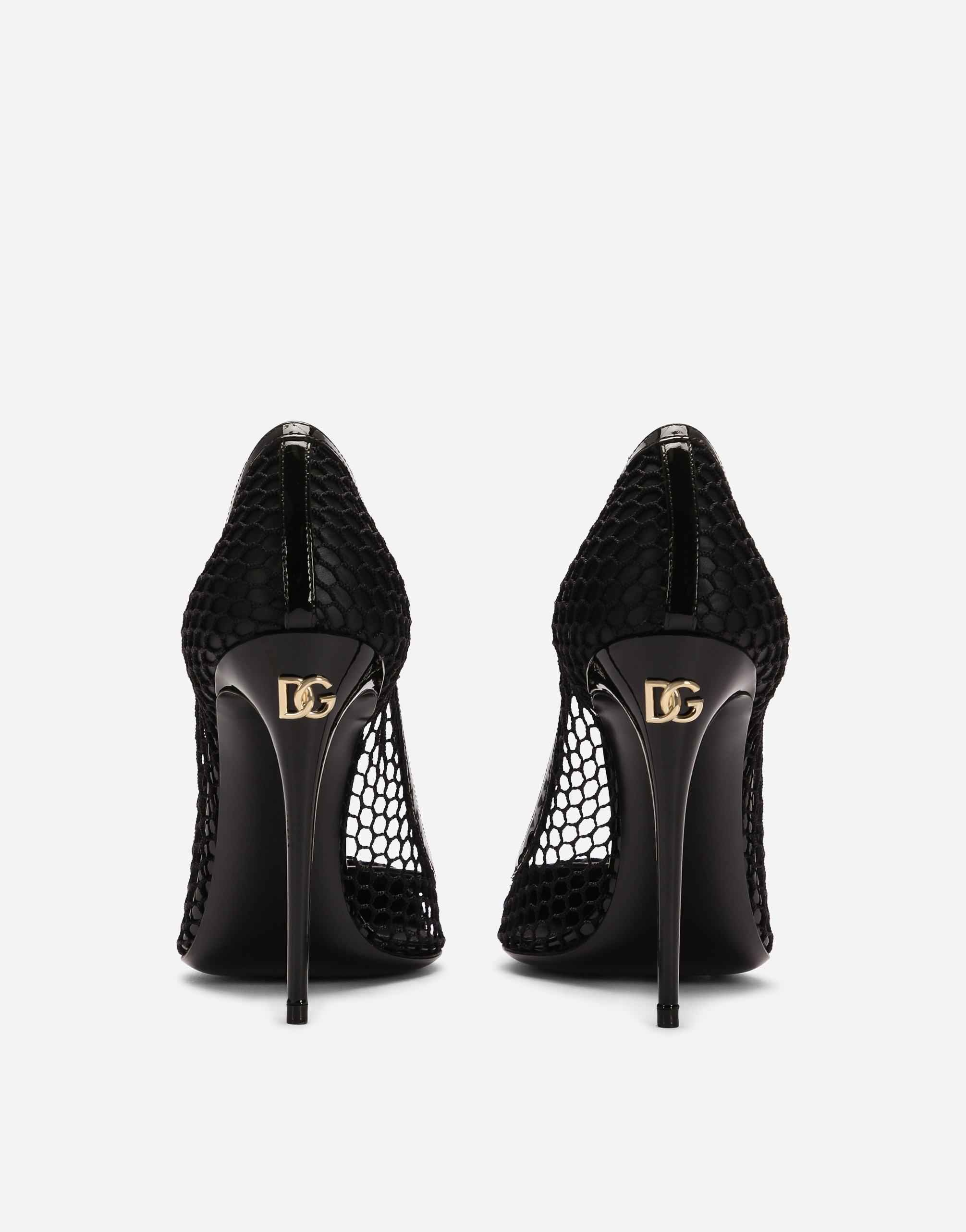 Shop Dolce & Gabbana Mesh And Patent Leather Pumps In Black