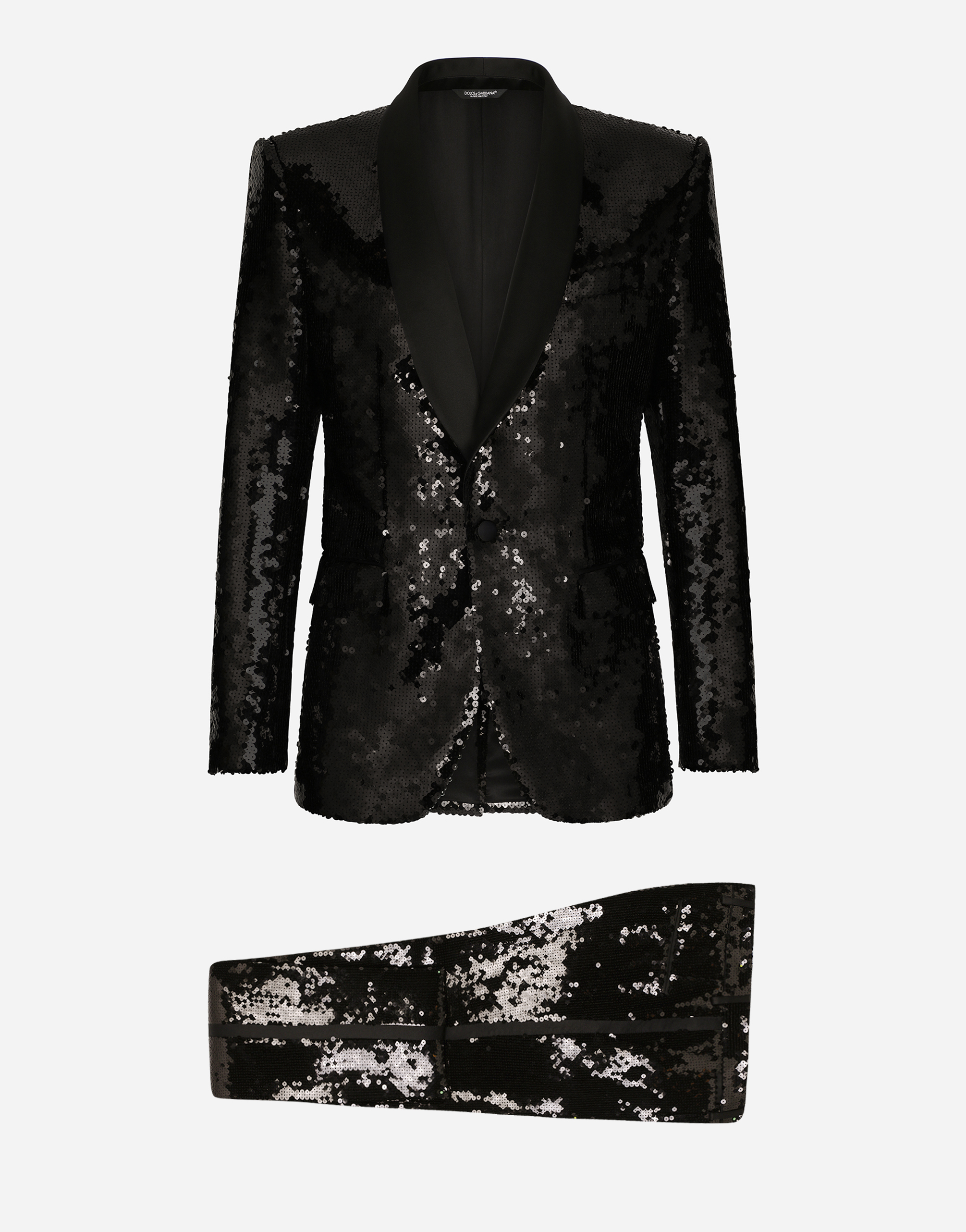 Dolce & Gabbana Sequined Single-breasted Sicilia-fit Tuxedo Suit In Black