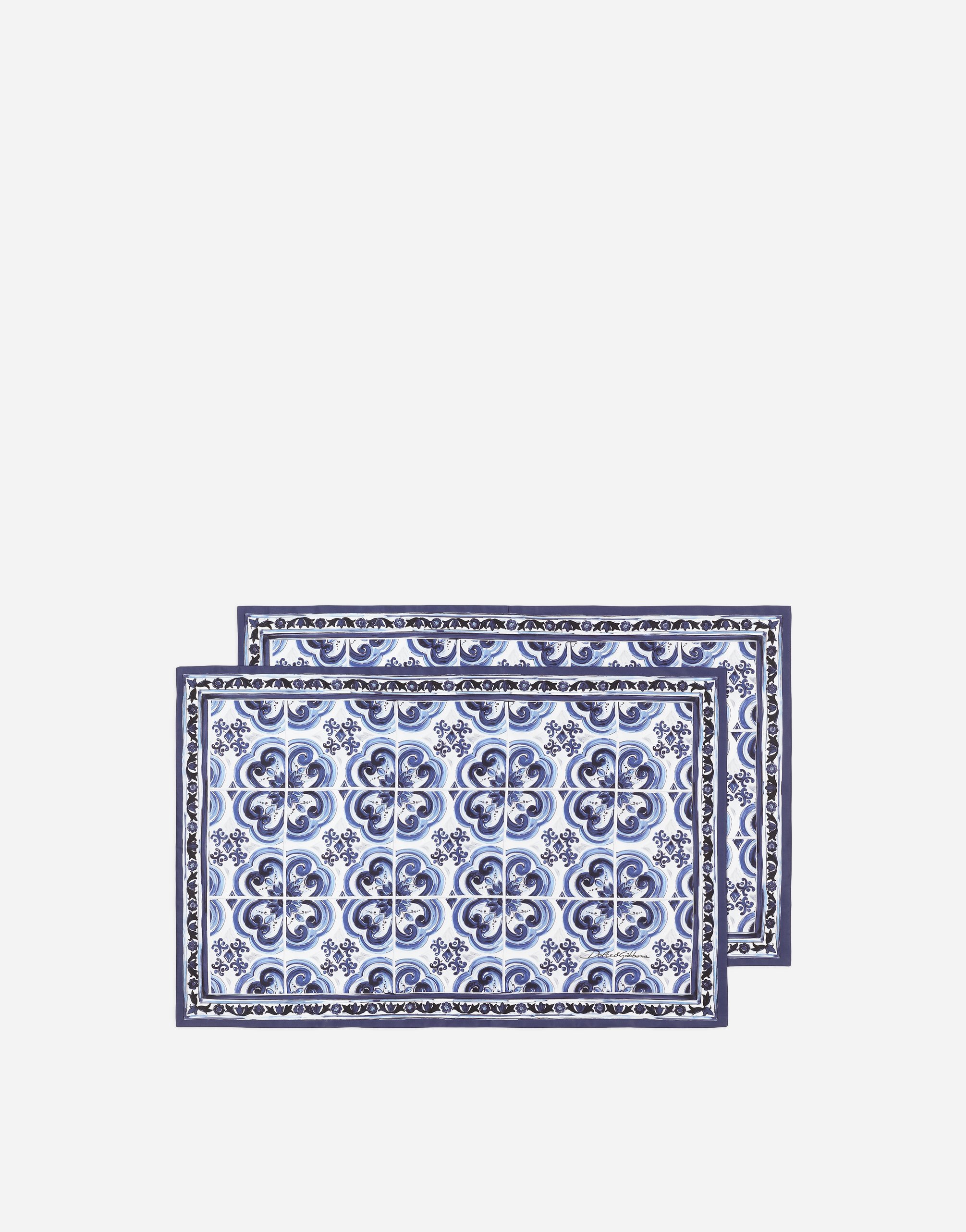 Dolce & Gabbana Set 2 Cotton Sateen Pillowcases In Blue
