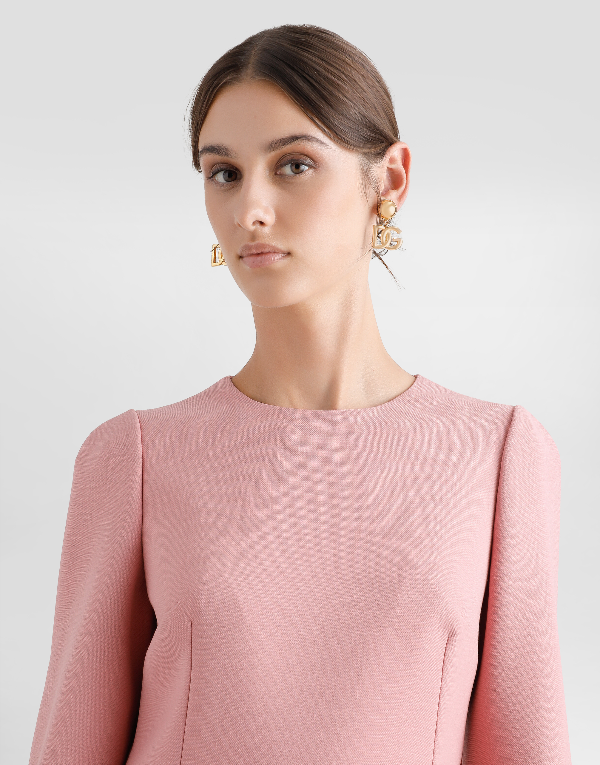 Dolce & Gabbana Wool Mini Dress In Pink