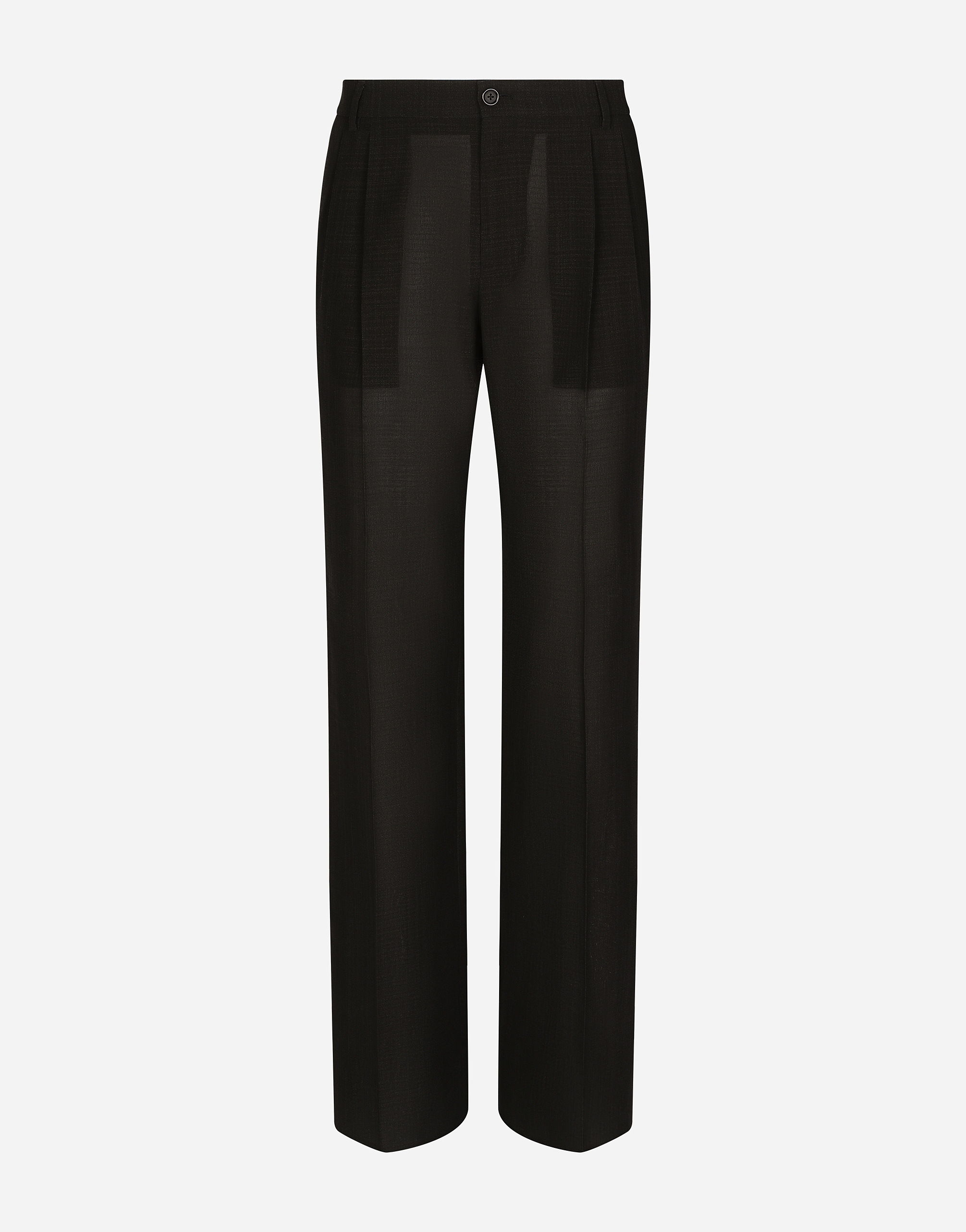 Dolce & Gabbana Tailored Straight-leg Pants In Technical Cotton In Grey