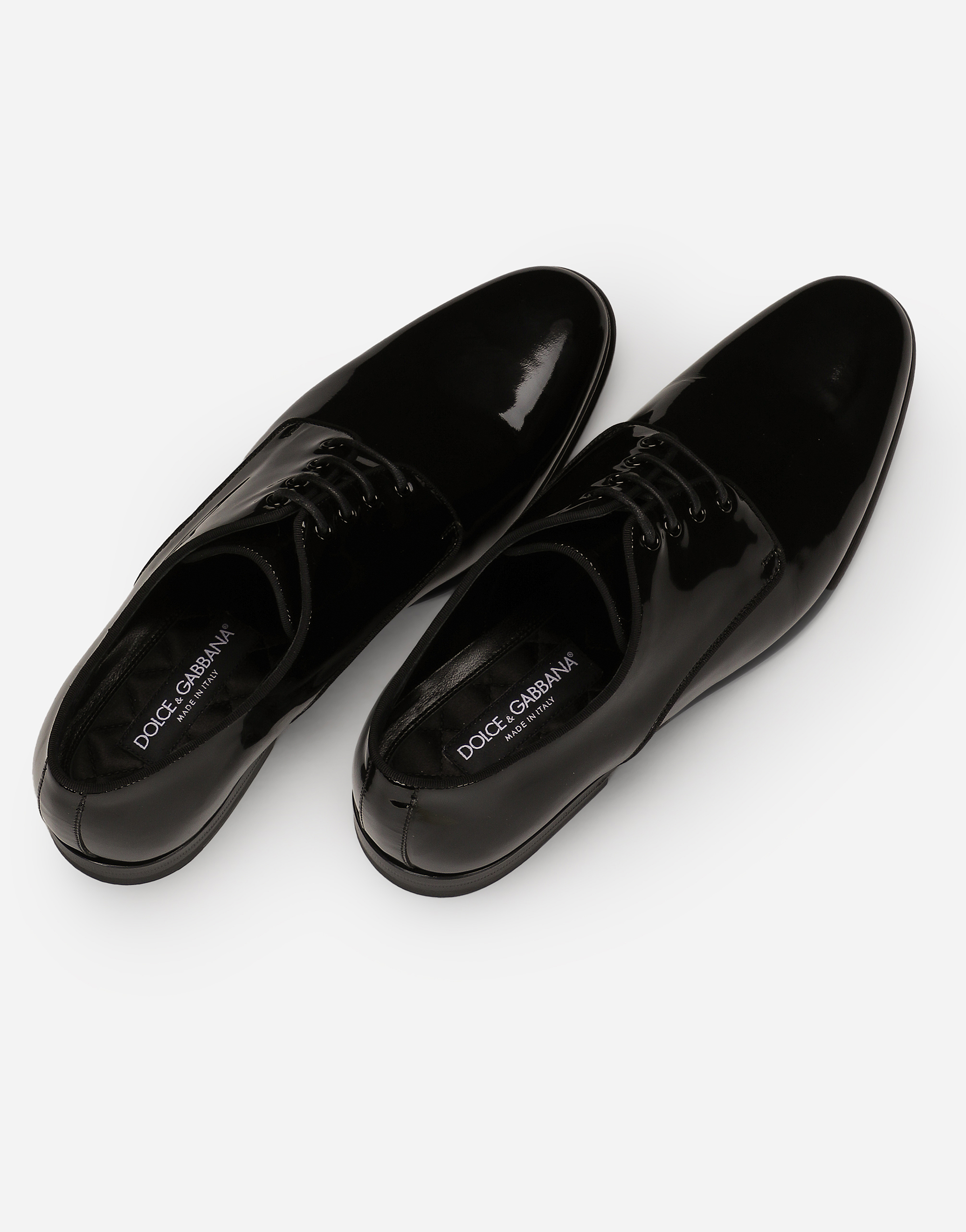 Dolce & Gabbana Black Leather Raffaello Lace-up Shoes In Black
