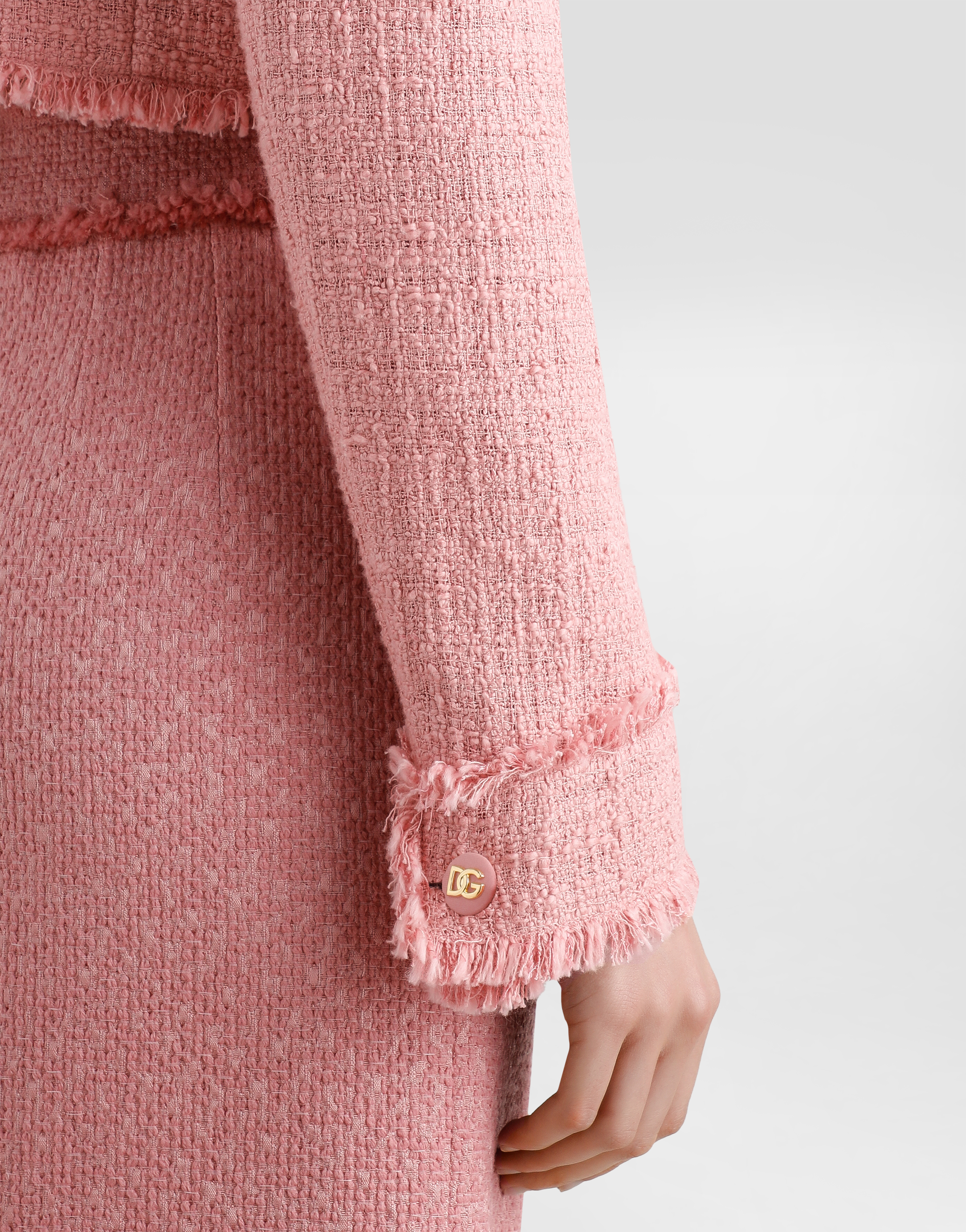Dolce & Gabbana Pink Crop Jacket With Logoed Buttons