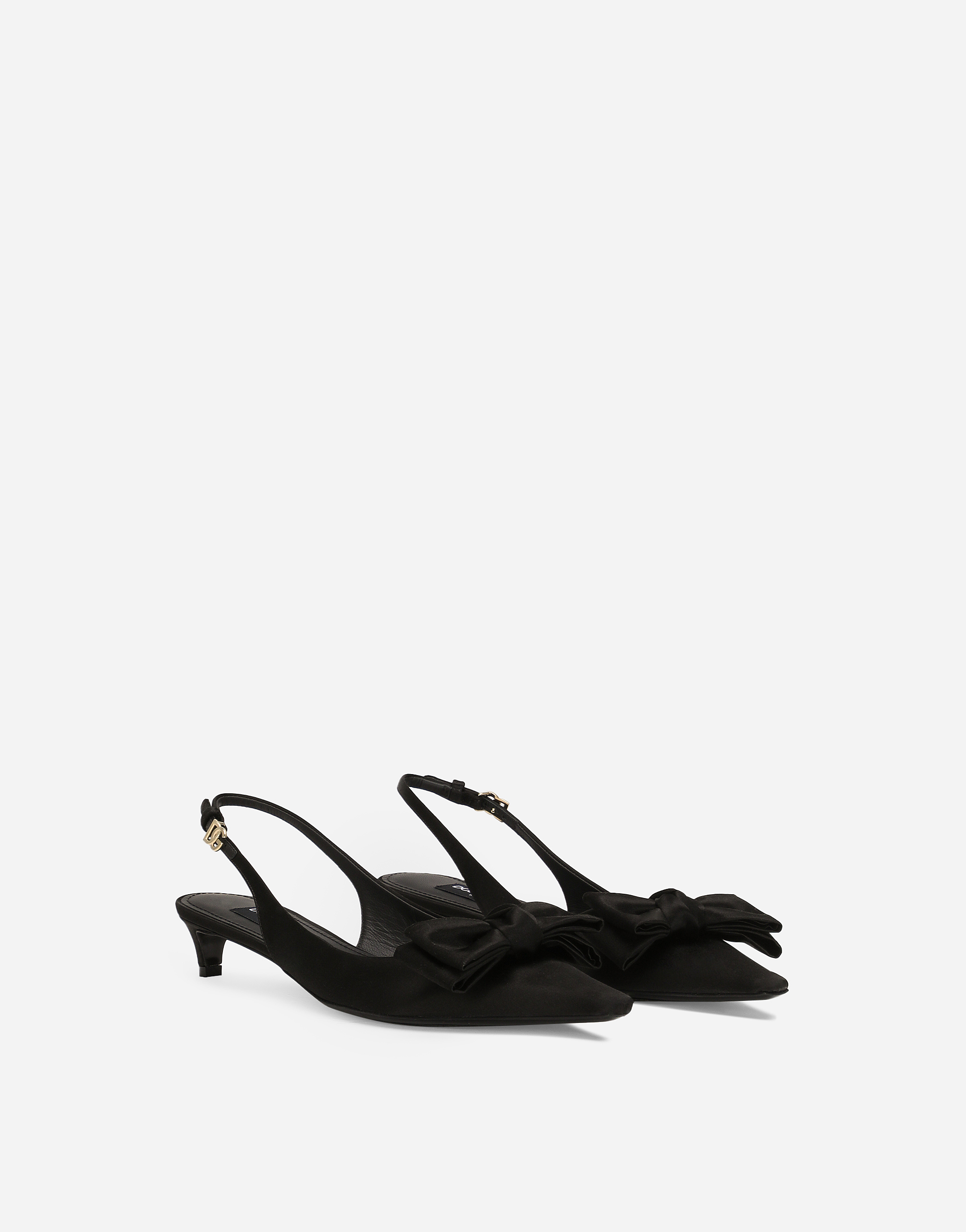 Dolce & Gabbana Satin Slingbacks With Bow Detail In Black