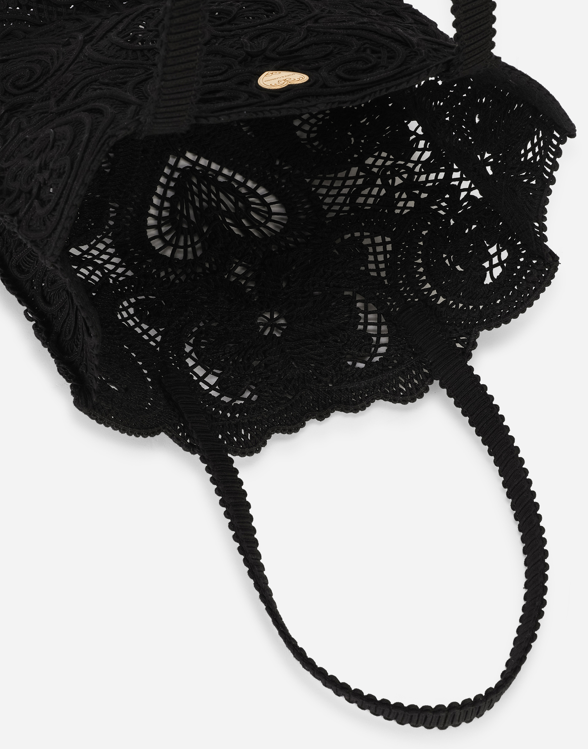 Shop Dolce & Gabbana Medium Cordonetto Lace Beatrice Shopper In Black