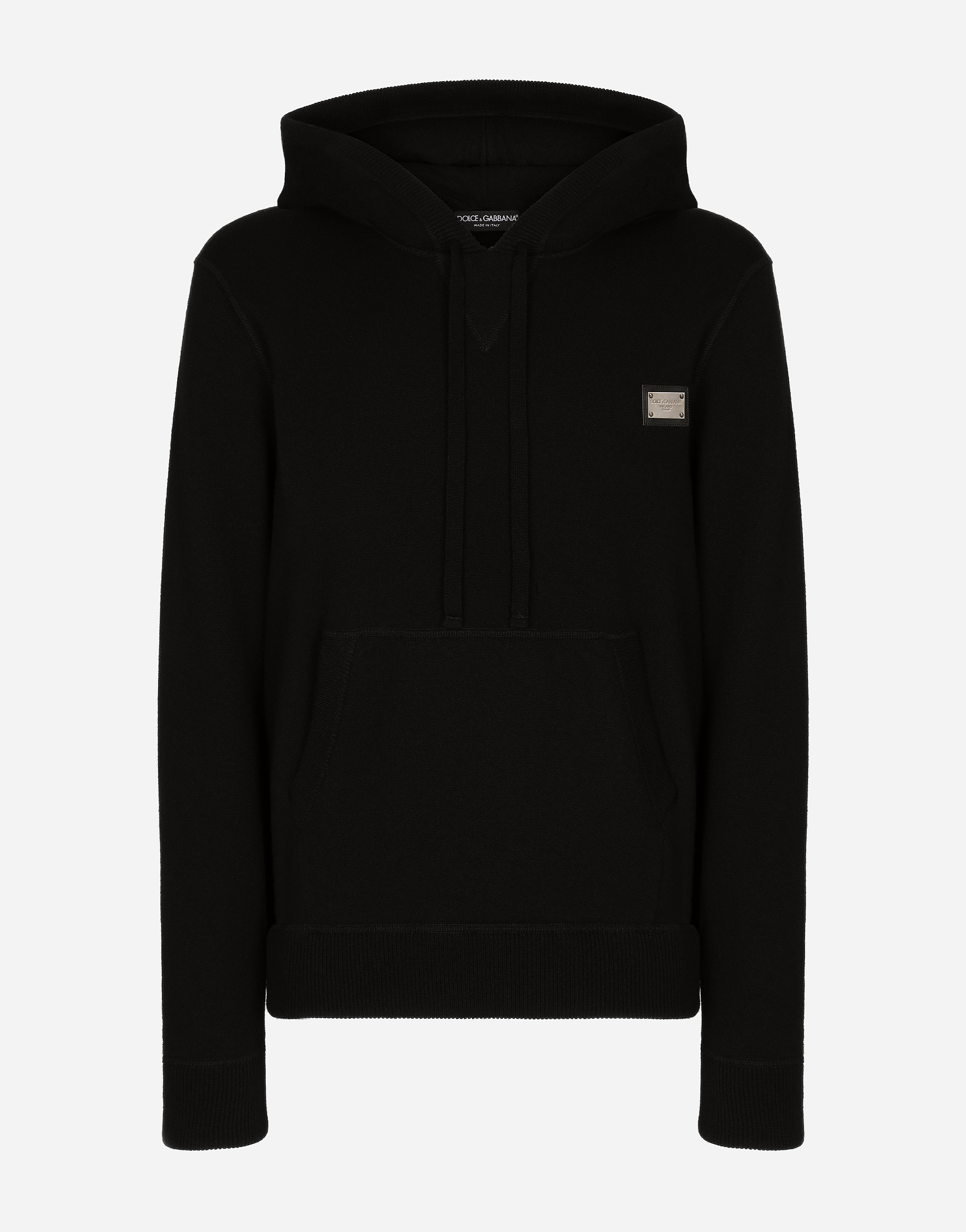 Shop Dolce & Gabbana Wool And Cashmere Hooded Sweater In Black