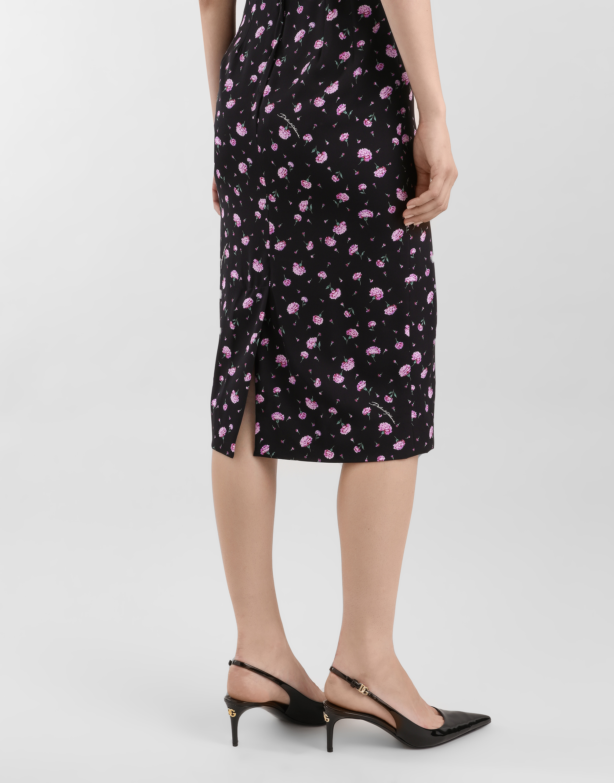 Carnations-print sheath dress