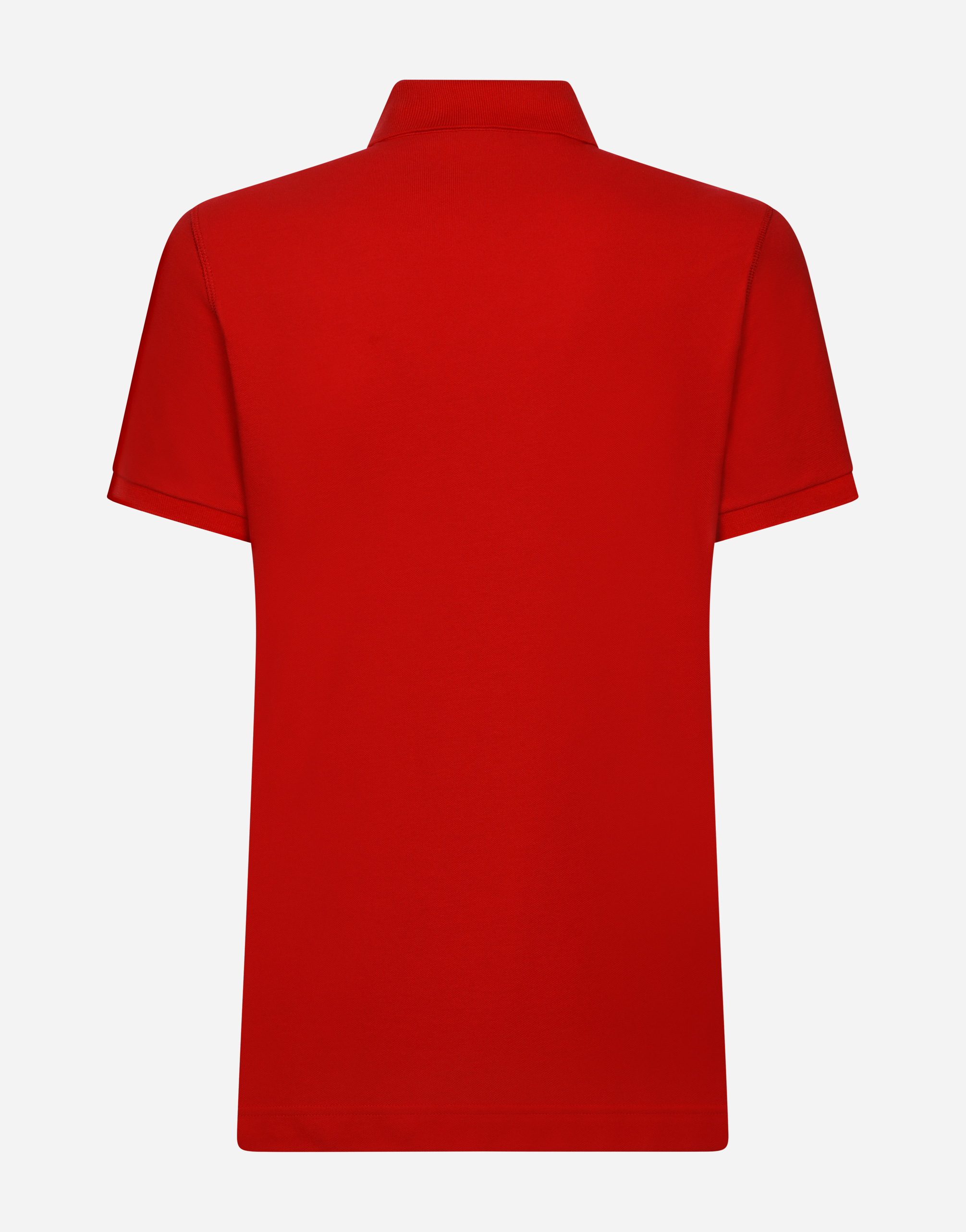 Dolce & Gabbana Polo Piquet Di Cotone Con Placca Logata In Bordeaux